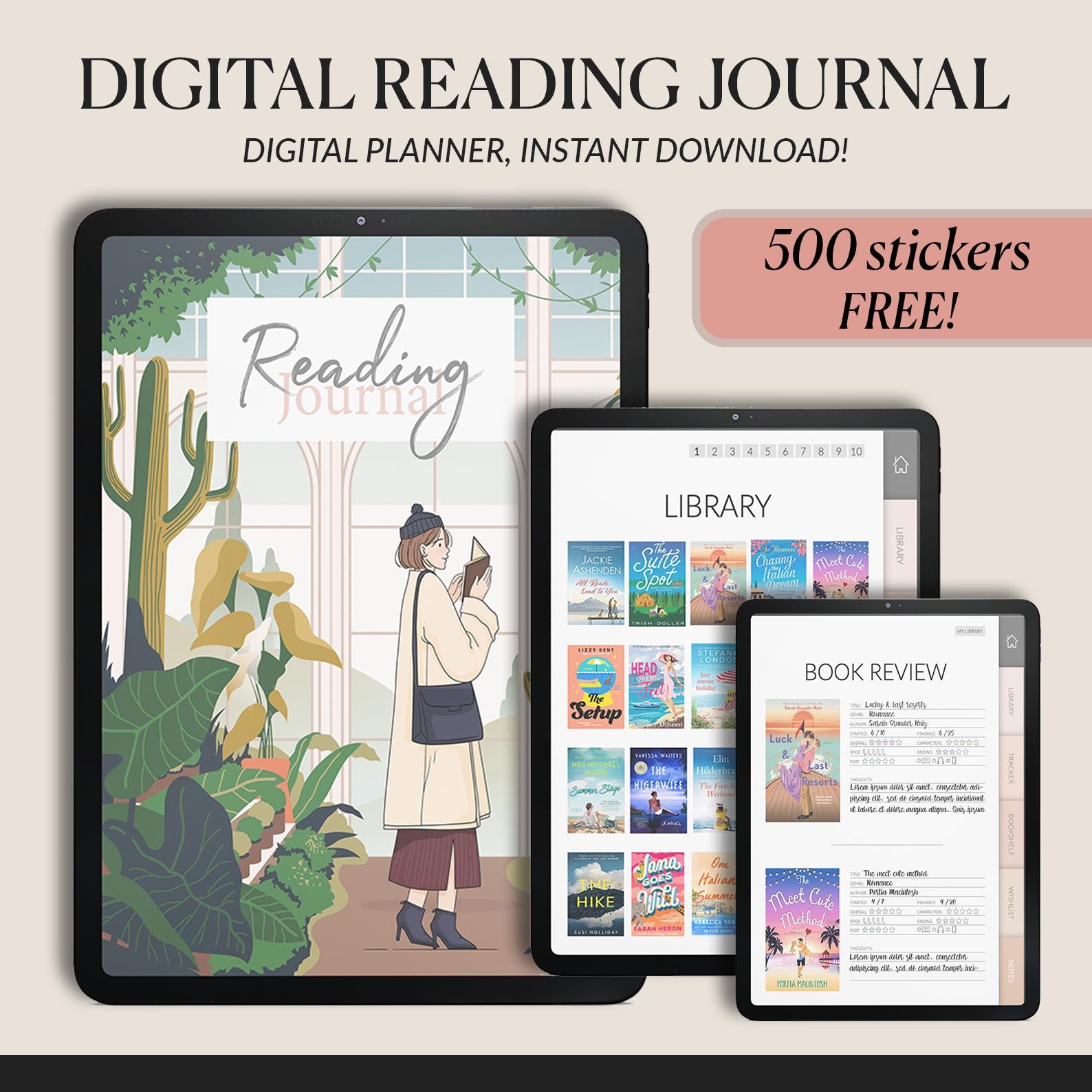 Reading Journal for GoodNotes: Book Tracker with 500+ Stickers