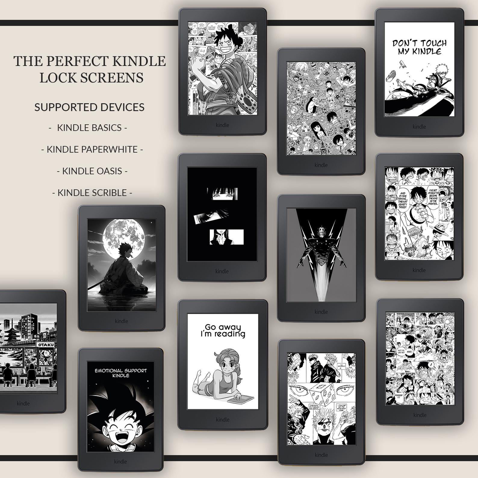 Manga Kindle Lock Screens: Comic Wallpaper Bundle