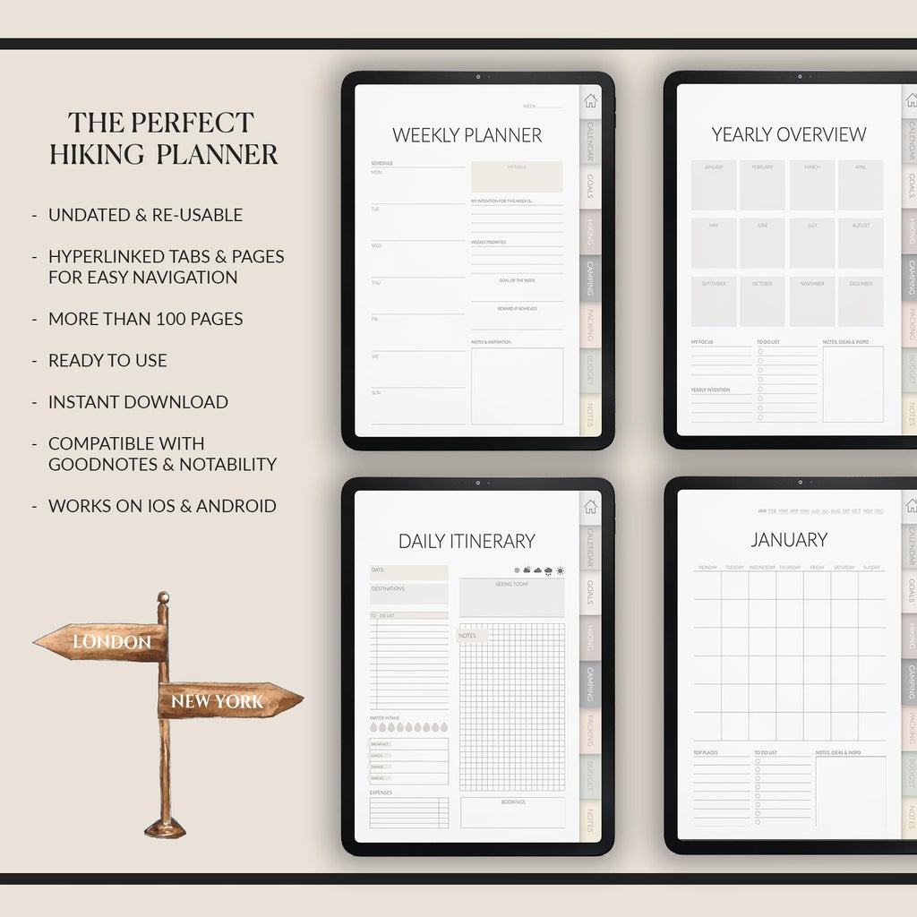 Hiking Planner | Route Tracker & Gear List |+ 500 Stickers