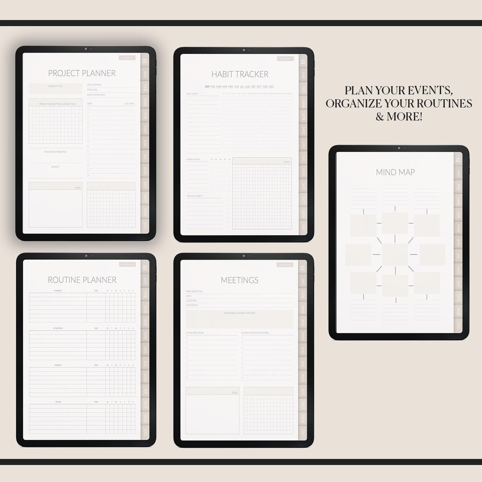 Undated Hobonichi Digital Planner: Daily, Weekly, Monthly