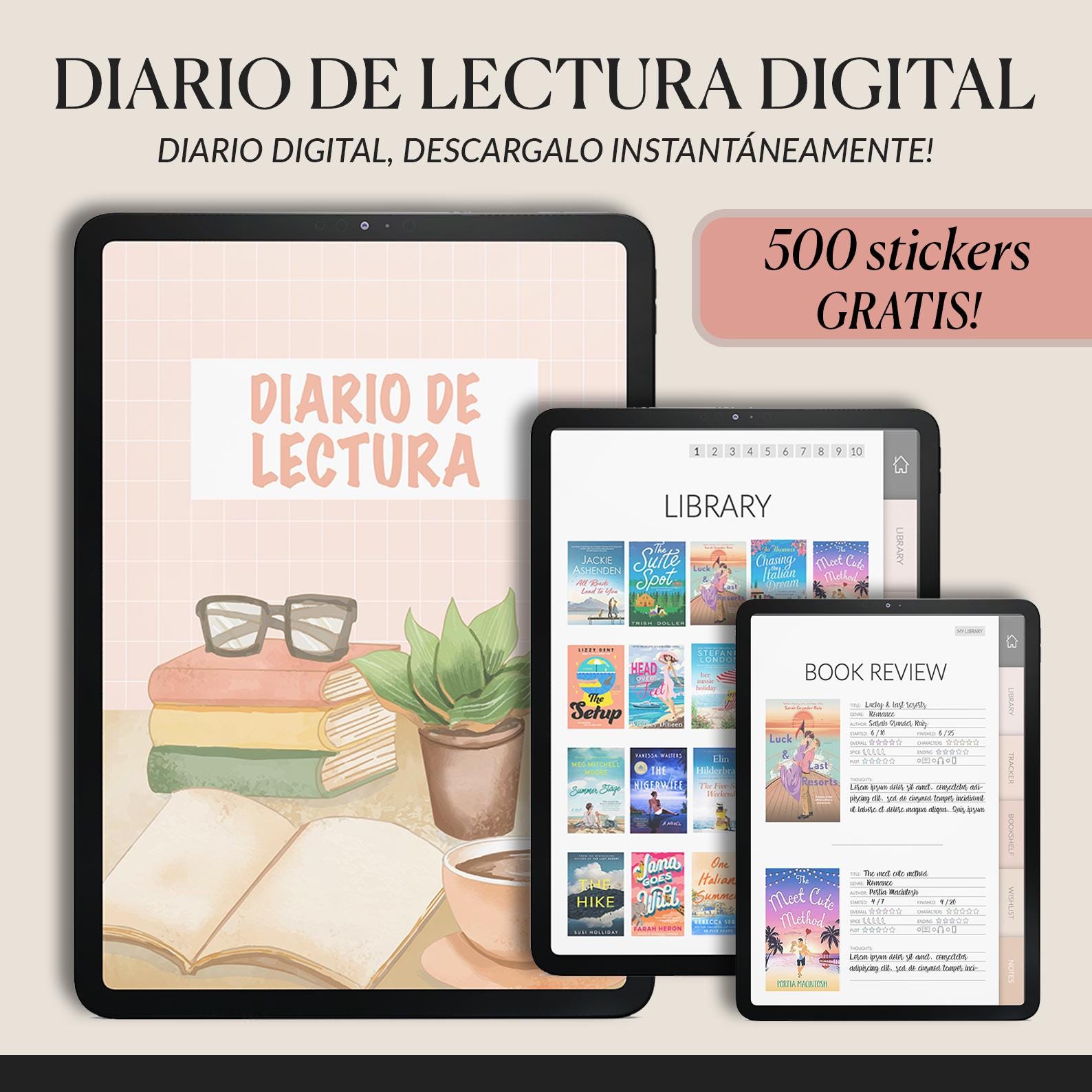 Diario de Lectura en Español: 500+ Stickers, Book Tracker (for GoodNotes & Notability)