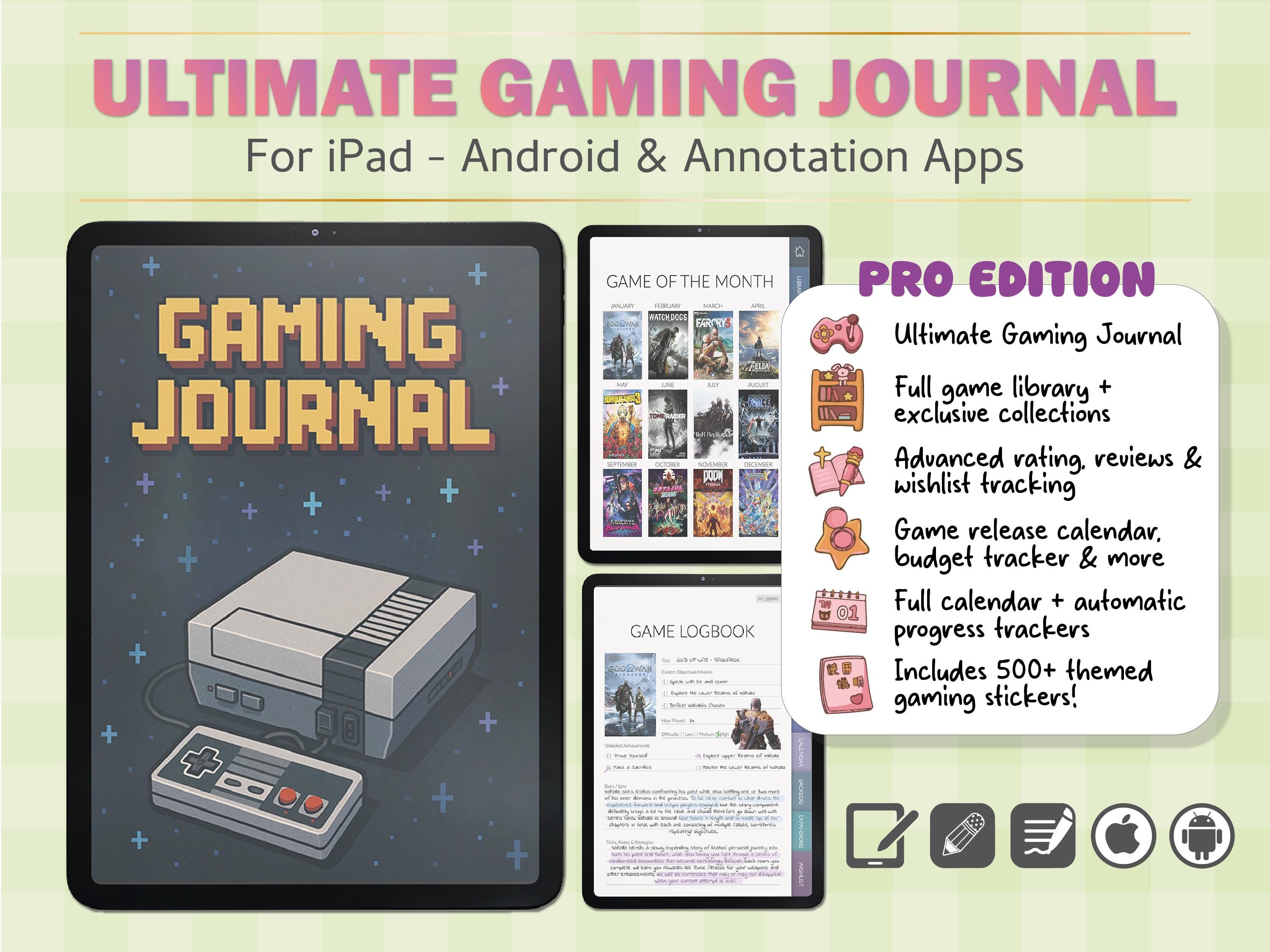 Gaming Journal PRO: Interactive Gamer Logbook with Stickers (GoodNotes)