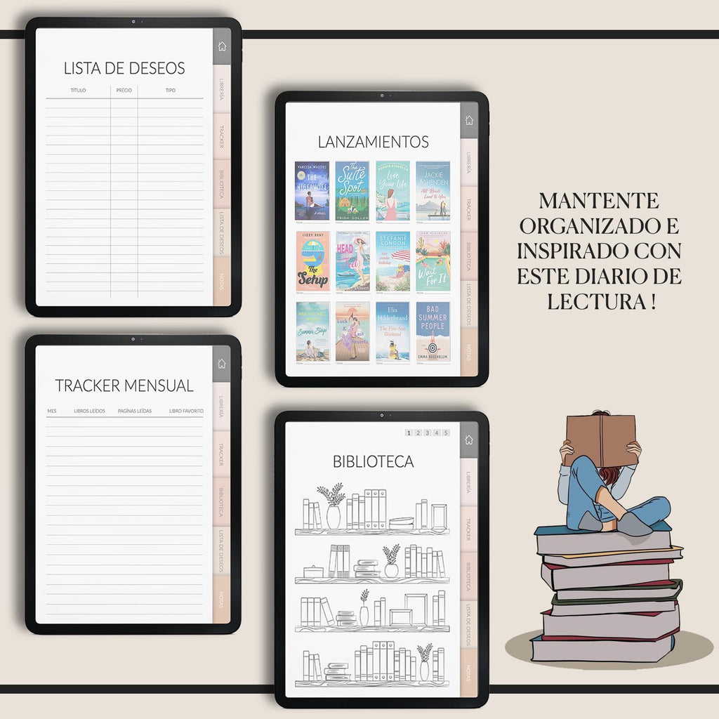 Diario de Lectura | +500 Stickers | Book Tracker | TBR Tracker