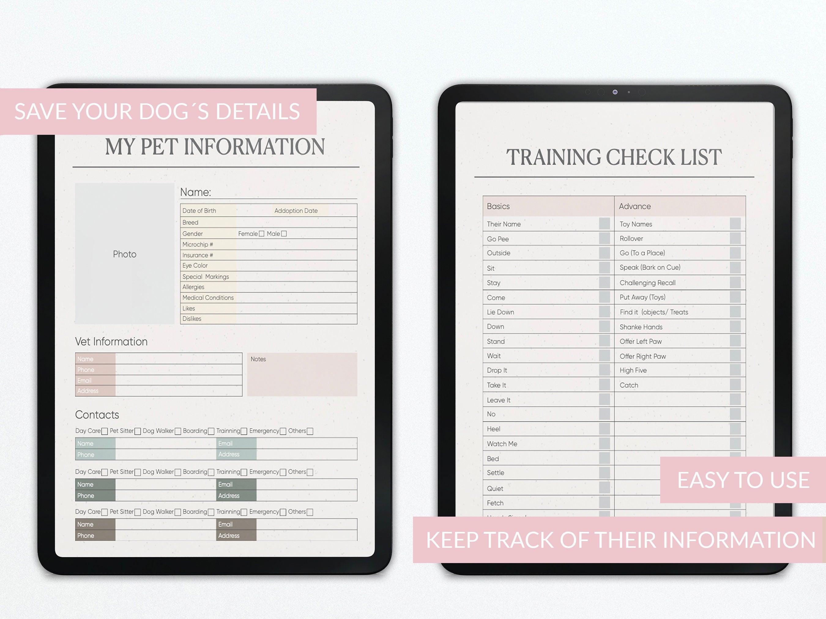 Dog Care Journal | Pet Health Planner | Pet Tracker