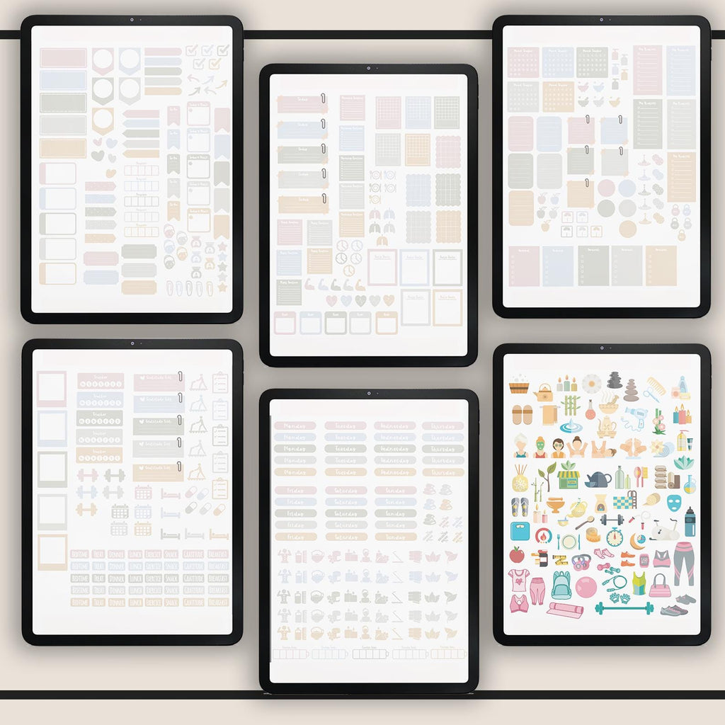 Self-Care Planner: Wellness Journal + 500 Stickers (GoodNotes Compatible)