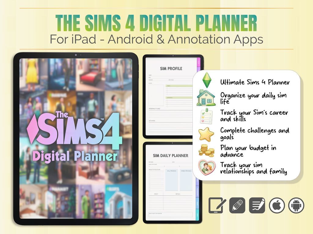 The Sims 4 Planner | Gameplay Planner | Legacy Challenge Tracker | Sims Journal | CC & Mods Tracker