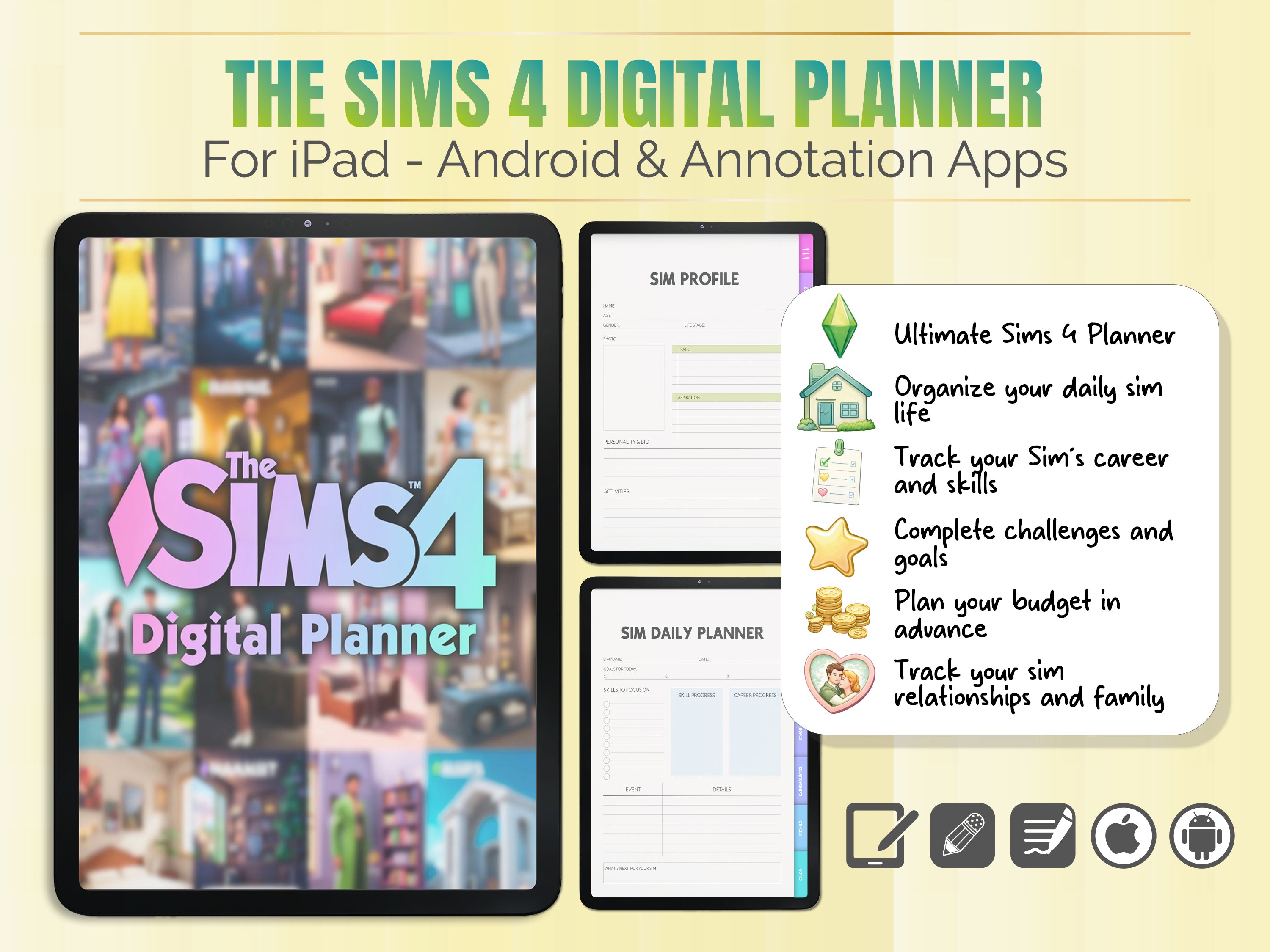 The Sims 4 Planner | Gameplay Planner | Legacy Challenge Tracker | Sims Journal | CC & Mods Tracker