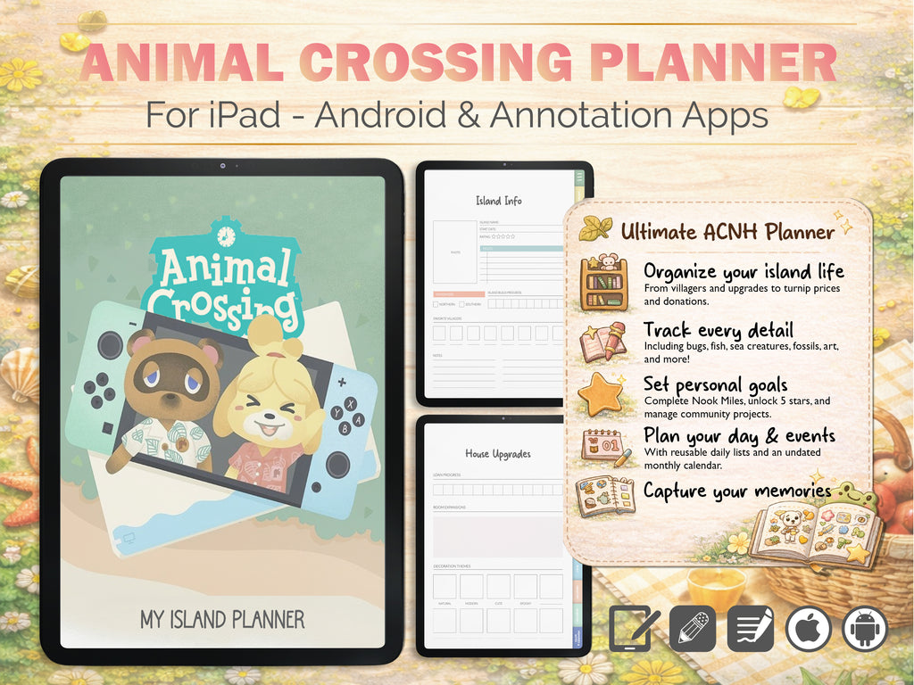Animal Crossing Planner | ACNH Journal for Island Tracking, Villager Log, Critterpedia | Daily To-Do & More