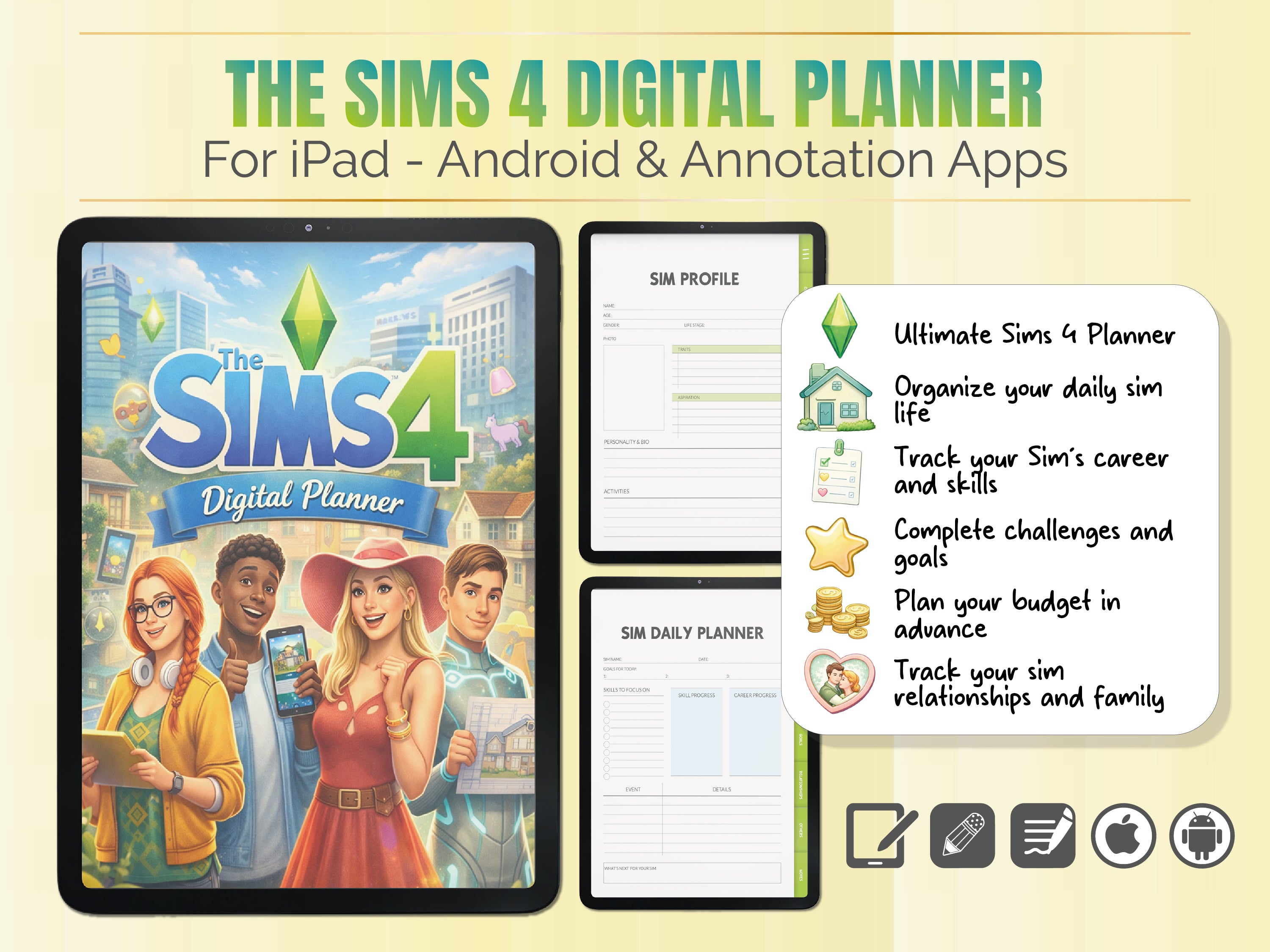 The Sims 4 Planner | Gameplay Planner | Legacy Challenge Tracker | Sims Journal | CC & Mods Tracker