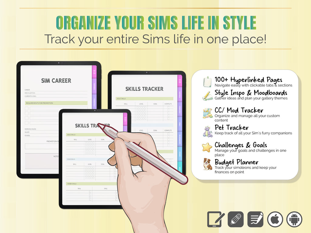 The Sims 4 Planner | Gameplay Planner | Legacy Challenge Tracker | Sims Journal | CC & Mods Tracker