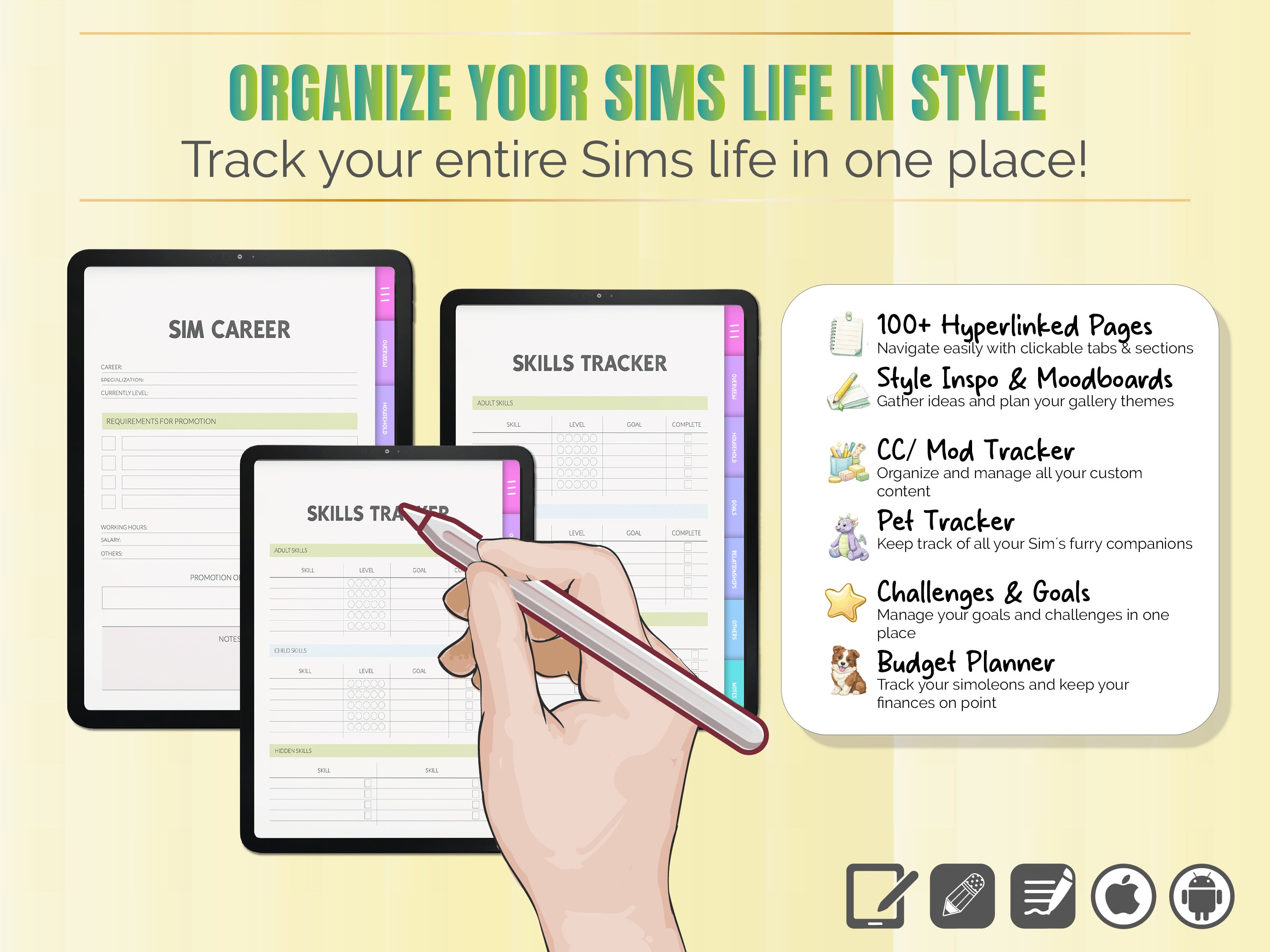 The Sims 4 Planner | Gameplay Planner | Legacy Challenge Tracker | Sims Journal | CC & Mods Tracker
