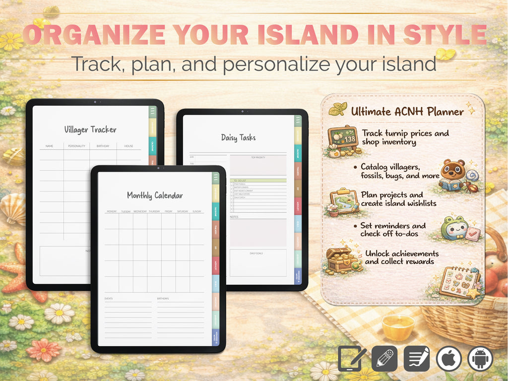 Animal Crossing Planner | ACNH Journal for Island Tracking, Villager Log, Critterpedia | Daily To-Do & More