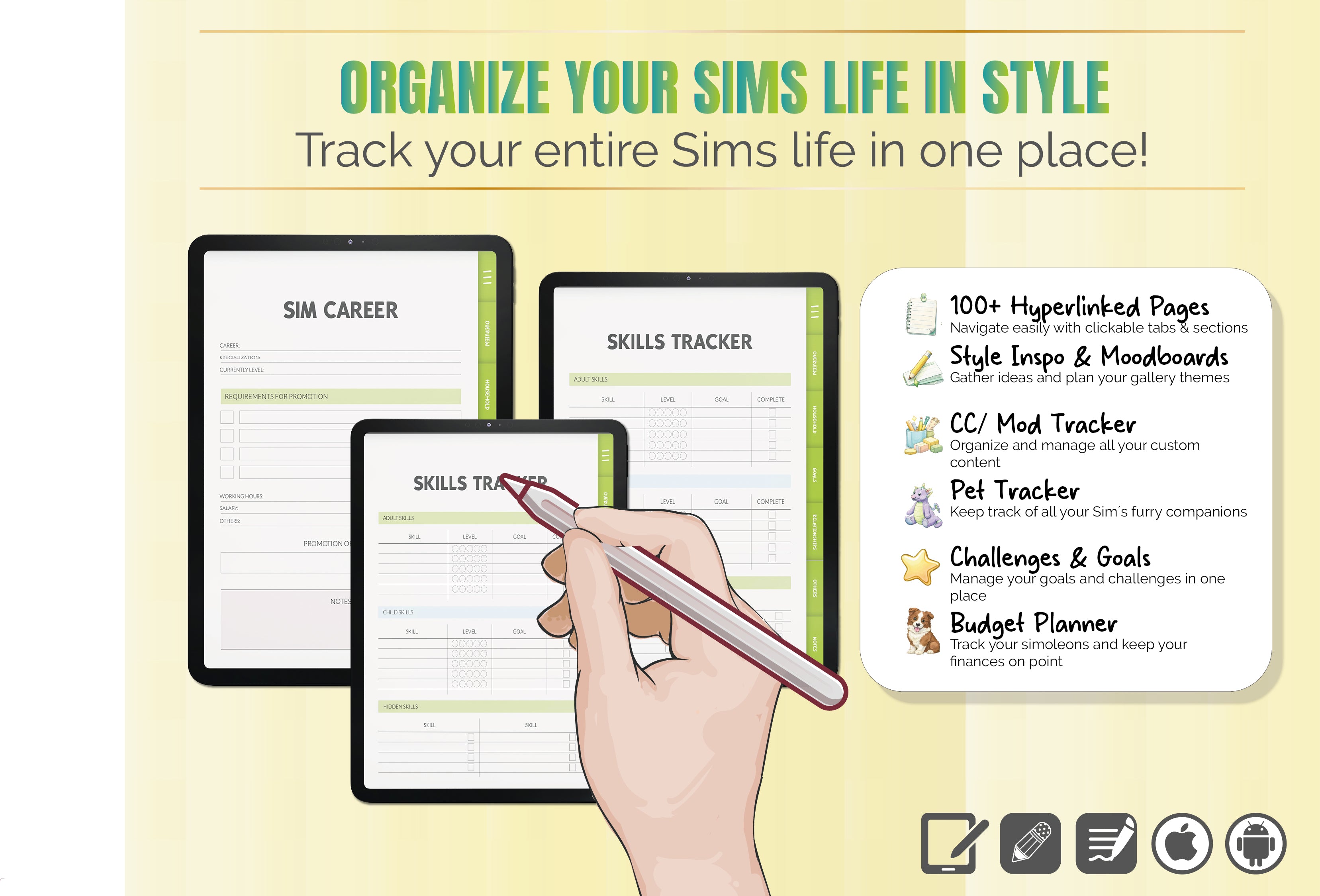The Sims 4 Planner | Gameplay Planner | Legacy Challenge Tracker | Sims Journal | CC & Mods Tracker