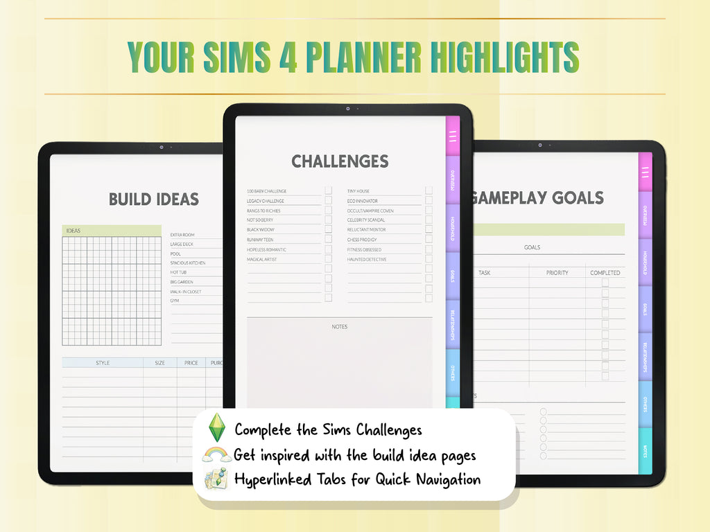 The Sims 4 Planner | Gameplay Planner | Legacy Challenge Tracker | Sims Journal | CC & Mods Tracker