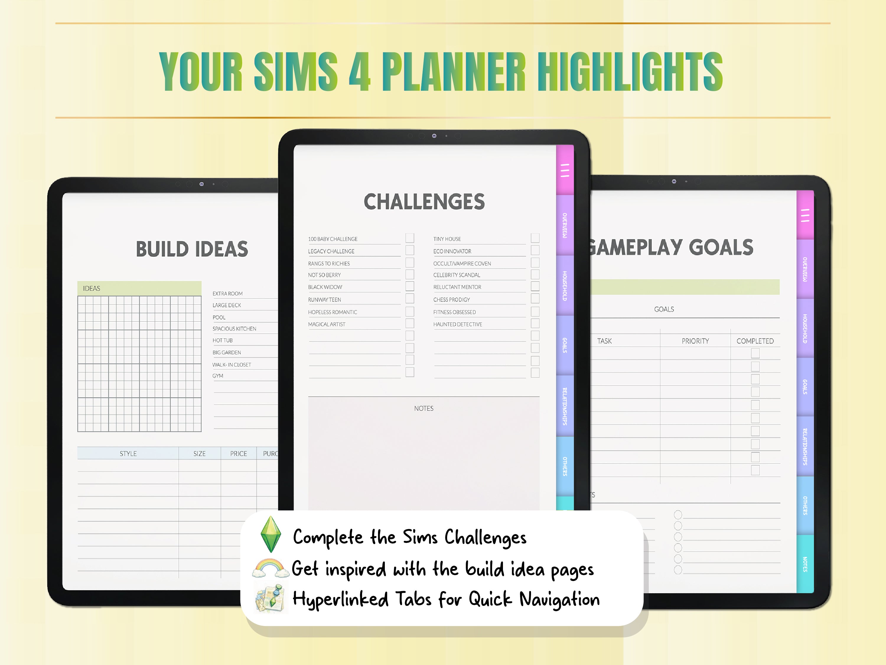 The Sims 4 Planner | Gameplay Planner | Legacy Challenge Tracker | Sims Journal | CC & Mods Tracker