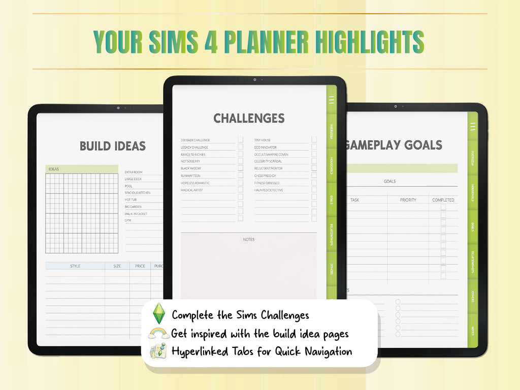 The Sims 4 Planner | Gameplay Planner | Legacy Challenge Tracker | Sims Journal | CC & Mods Tracker