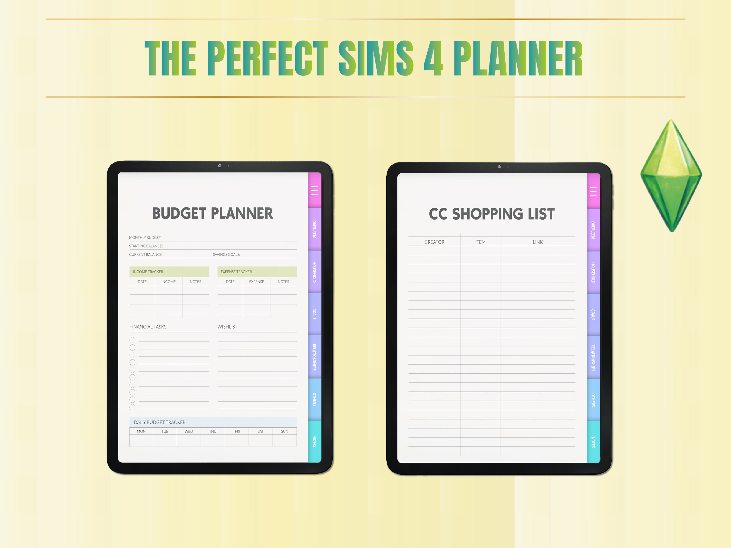 The Sims 4 Planner | Gameplay Planner | Legacy Challenge Tracker | Sims Journal | CC & Mods Tracker