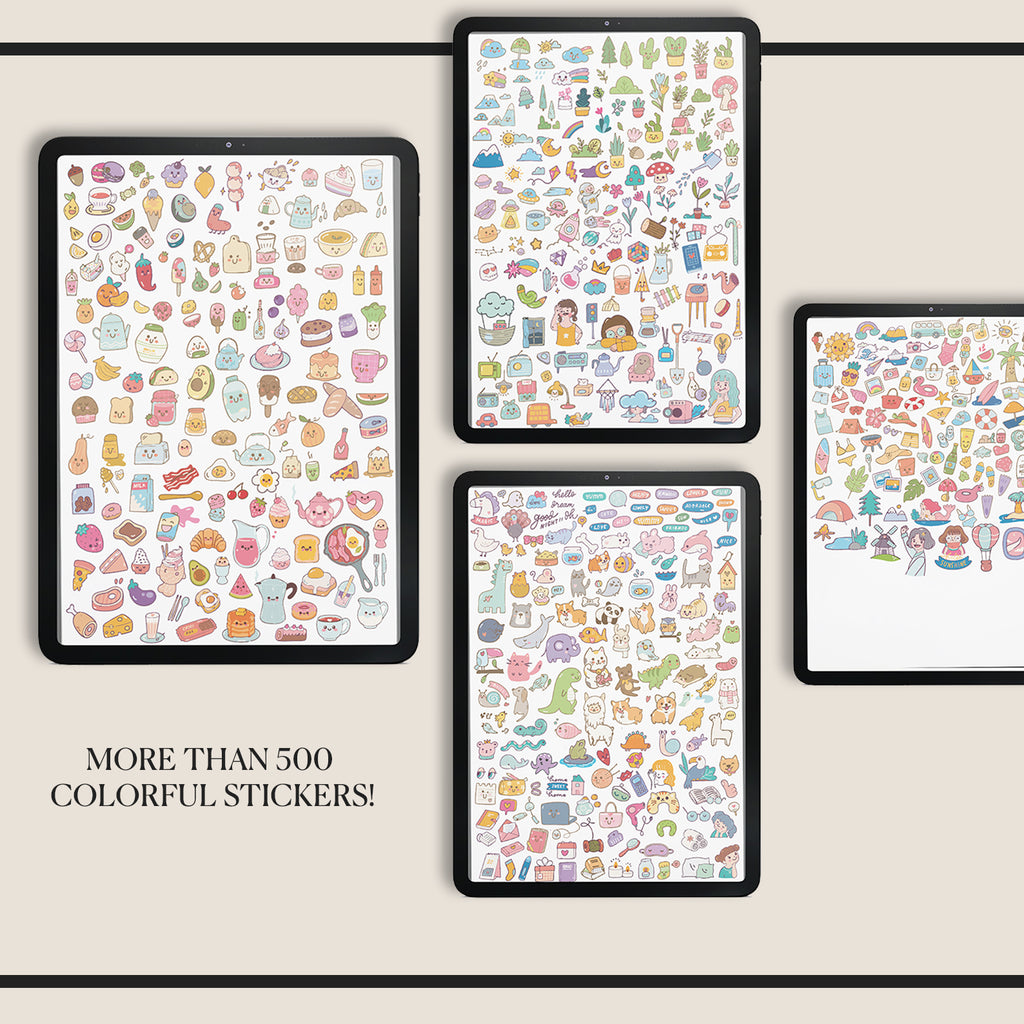 Undated Manga Style Daily Planner: iPad GoodNotes Compatible +500 Stickers
