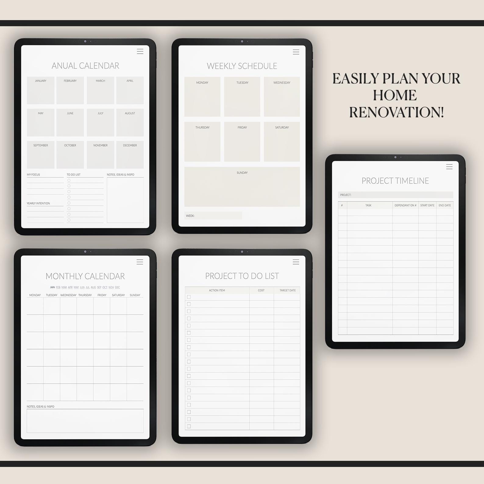 Home Renovation Planner: Project Management, Budget Tracker (500+ Stickers)