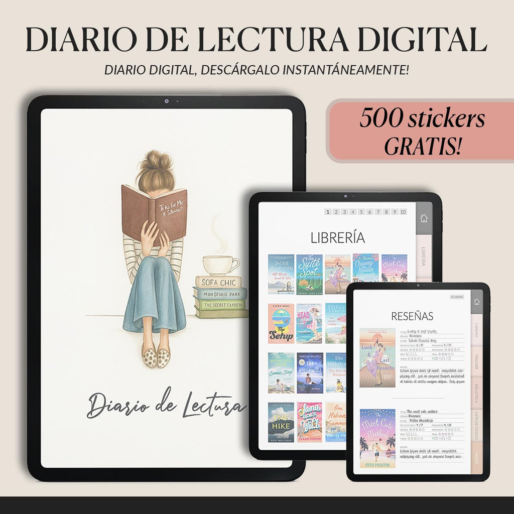 Diario de Lectura | +500 Stickers | Book Tracker | TBR Tracker