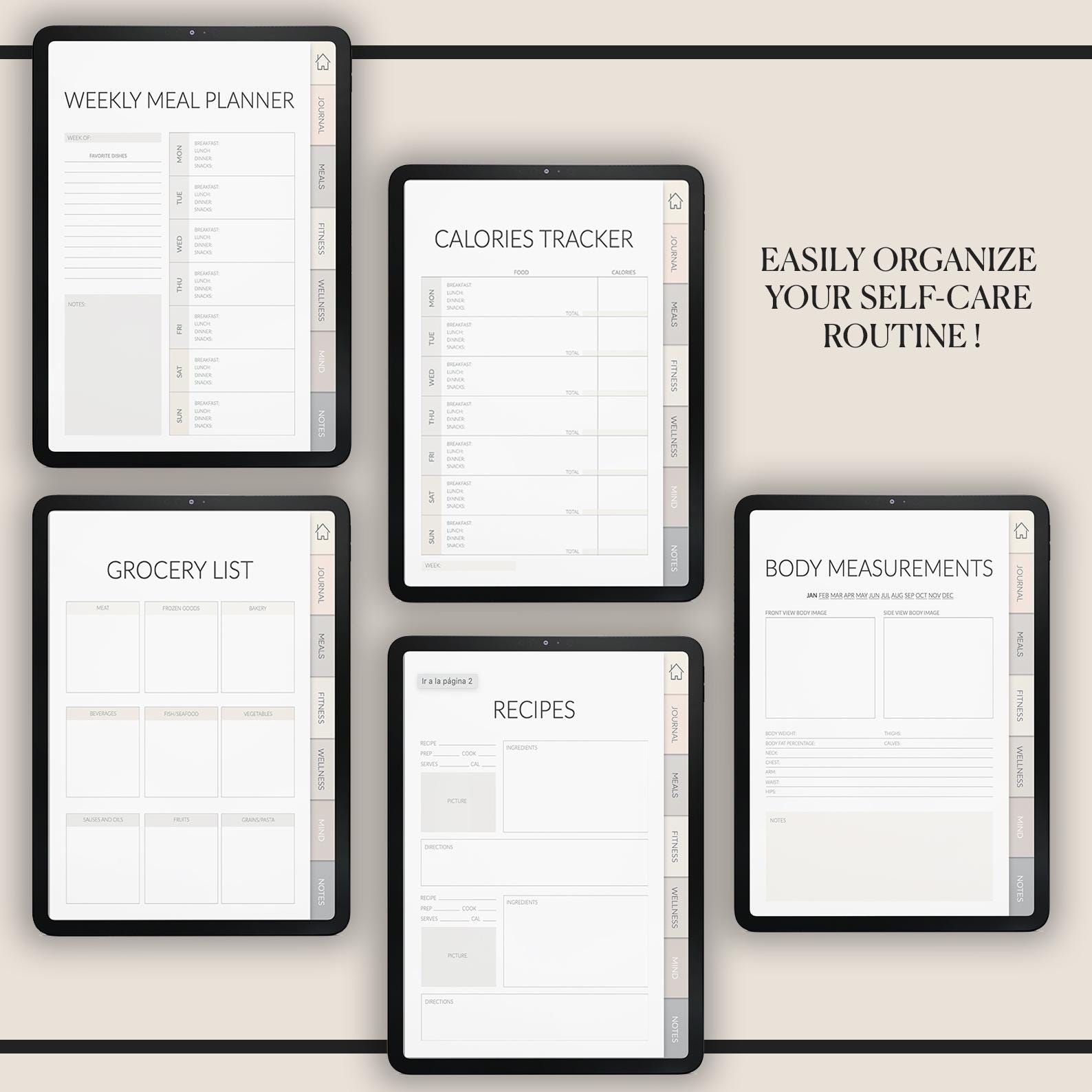 Self-Care Planner: Wellness Journal + 500 Stickers (GoodNotes Compatible)
