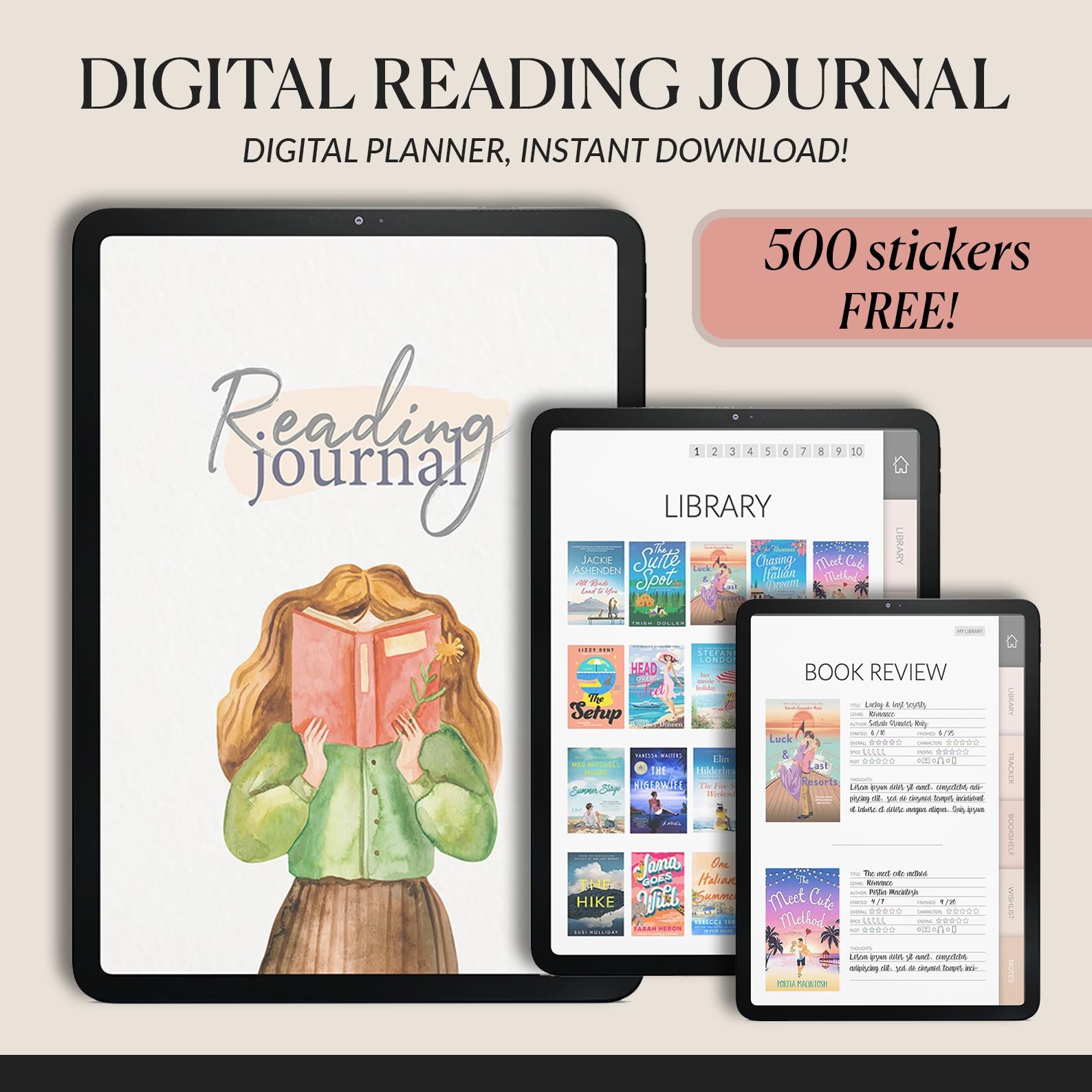 Reading Journal for GoodNotes: Book Tracker with 500+ Stickers