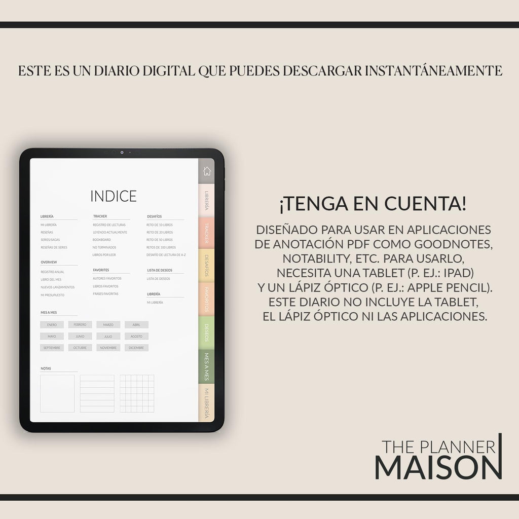 Diario de Lectura en Español: 500+ Stickers, Book Tracker (for GoodNotes & Notability)