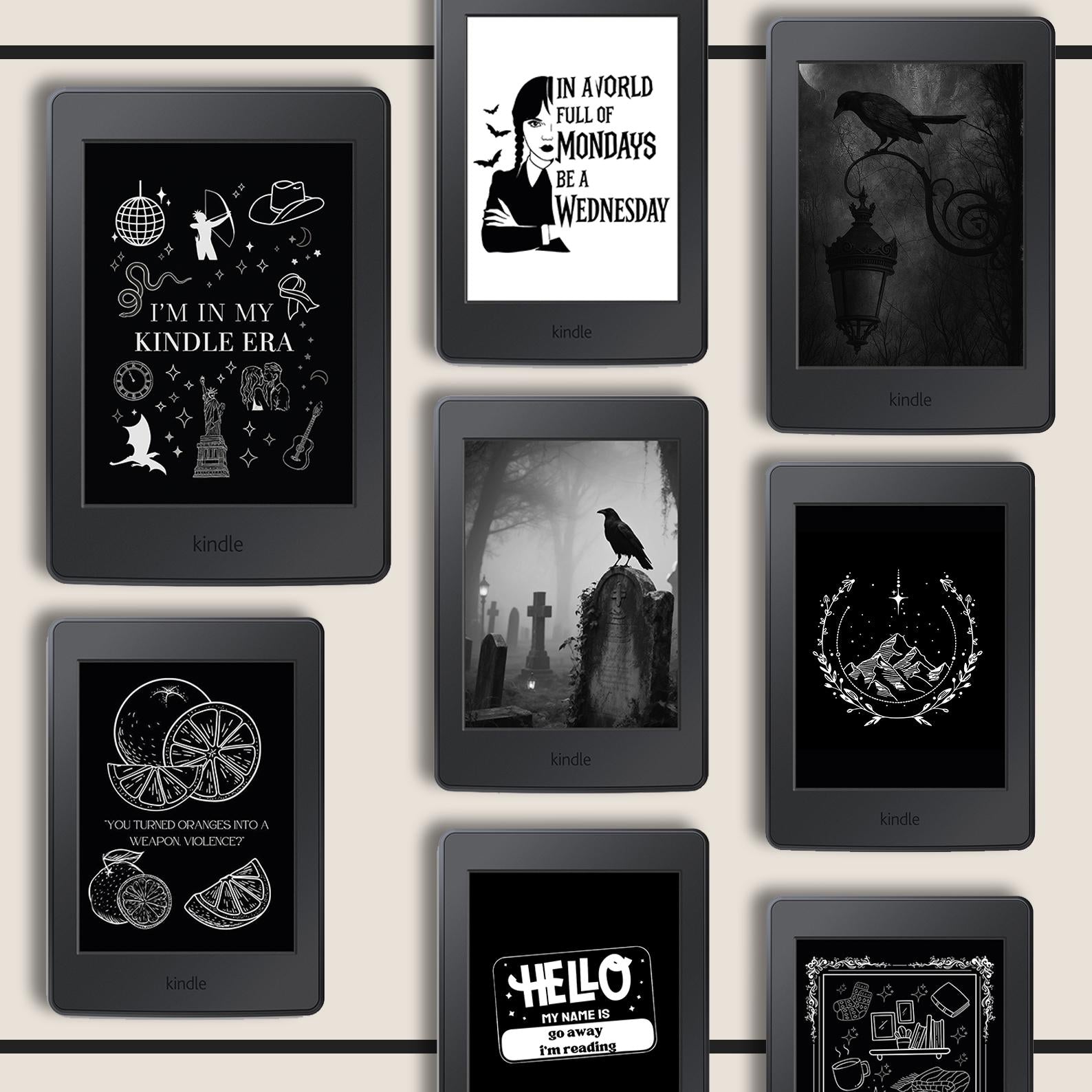 Dark Academia Kindle Lock Screen Bundle: Gothic Romantasy Wallpapers