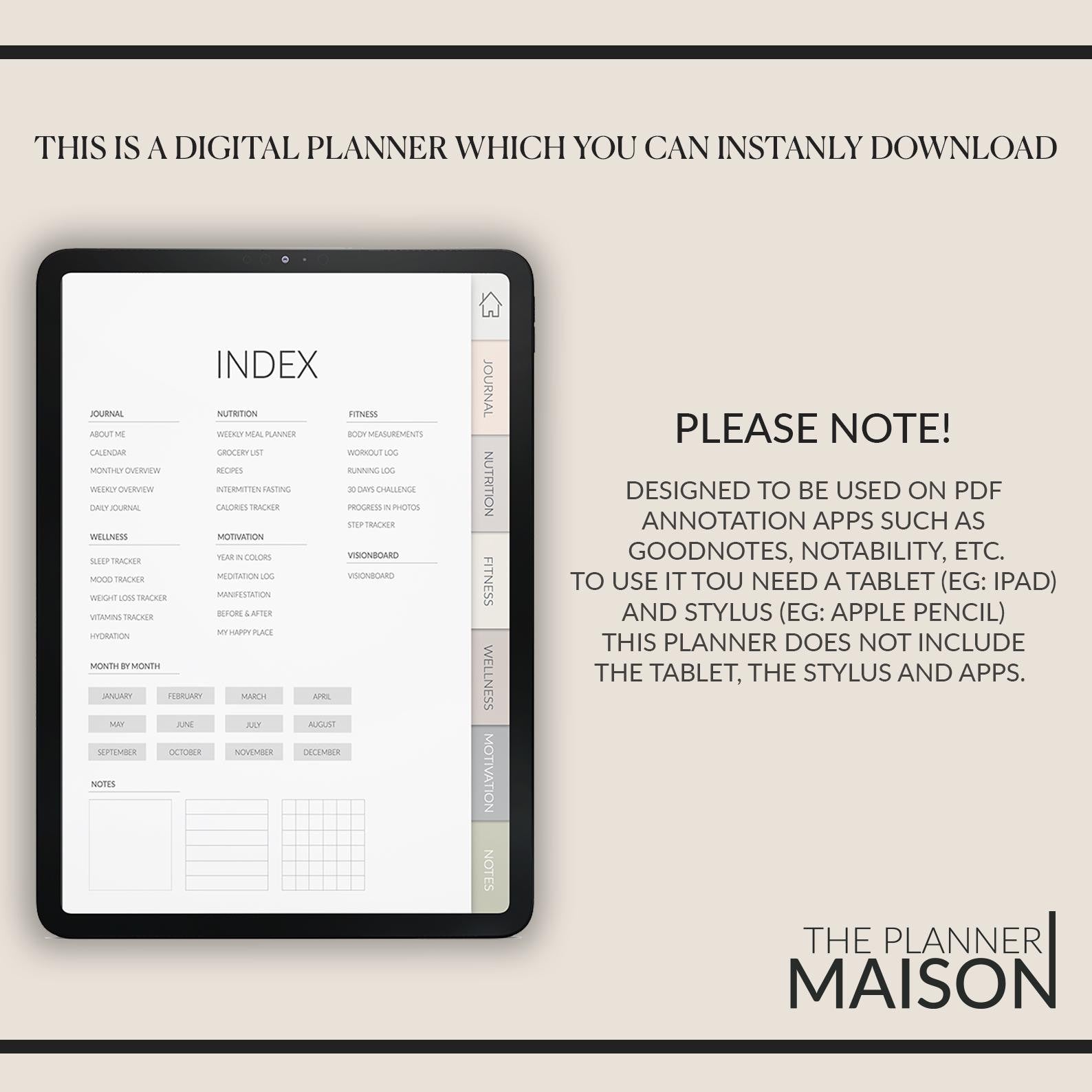 Fitness & Wellness Planner | Mood Tracker | Mindfulness Journal | Workout and Meal Organizer