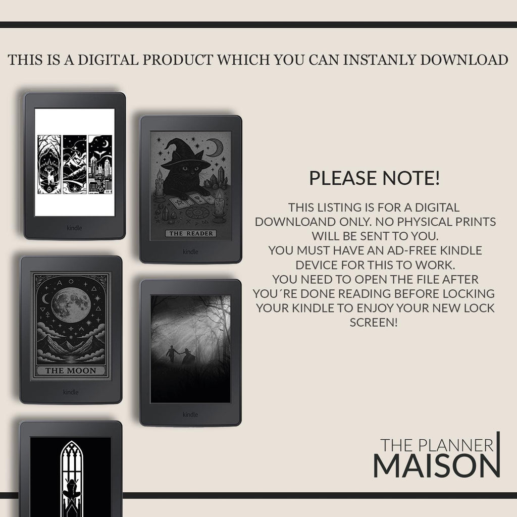 Dark Academia Kindle Lock Screen Bundle: Gothic Romantasy Wallpapers