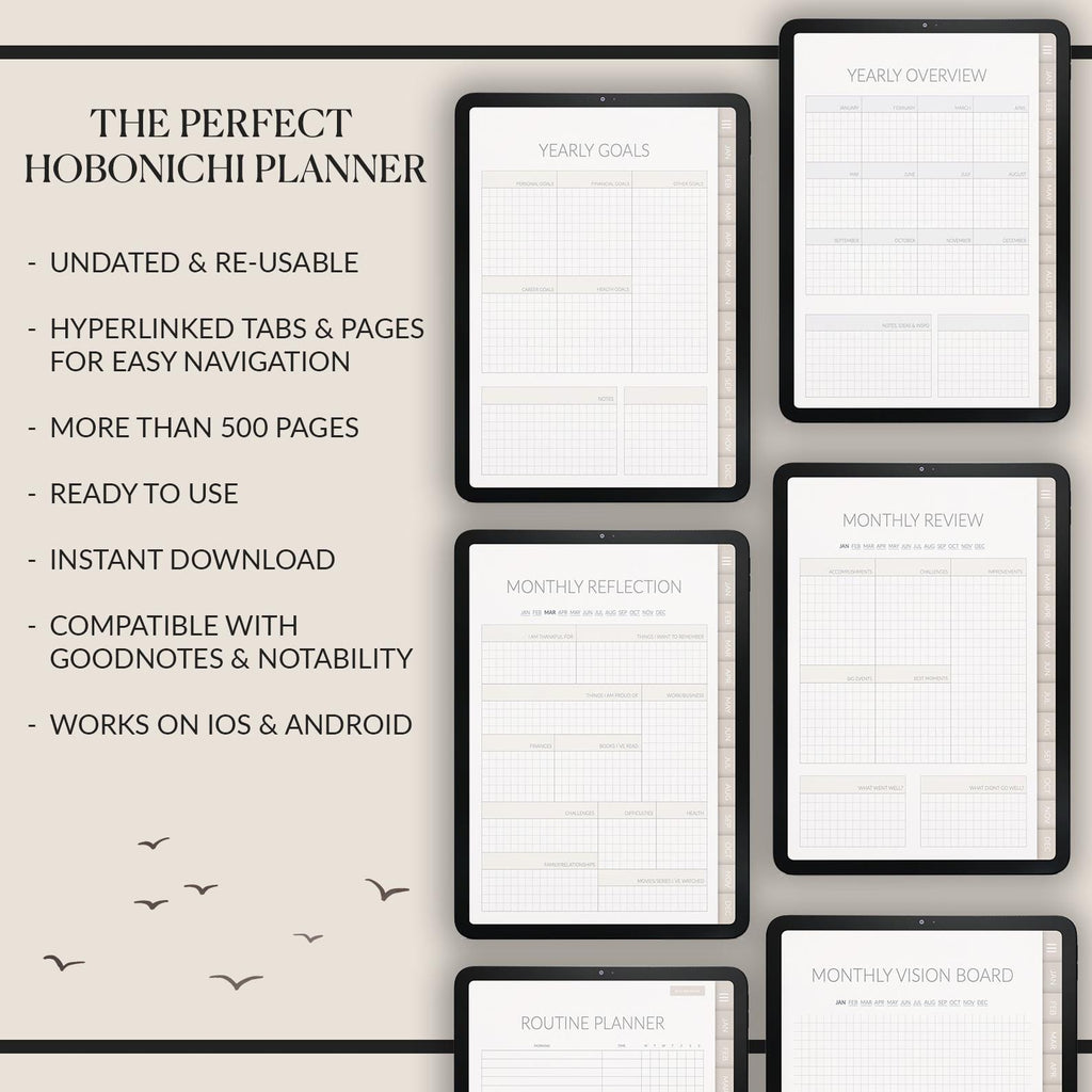 Undated Hobonichi Digital Planner: Daily, Weekly, Monthly