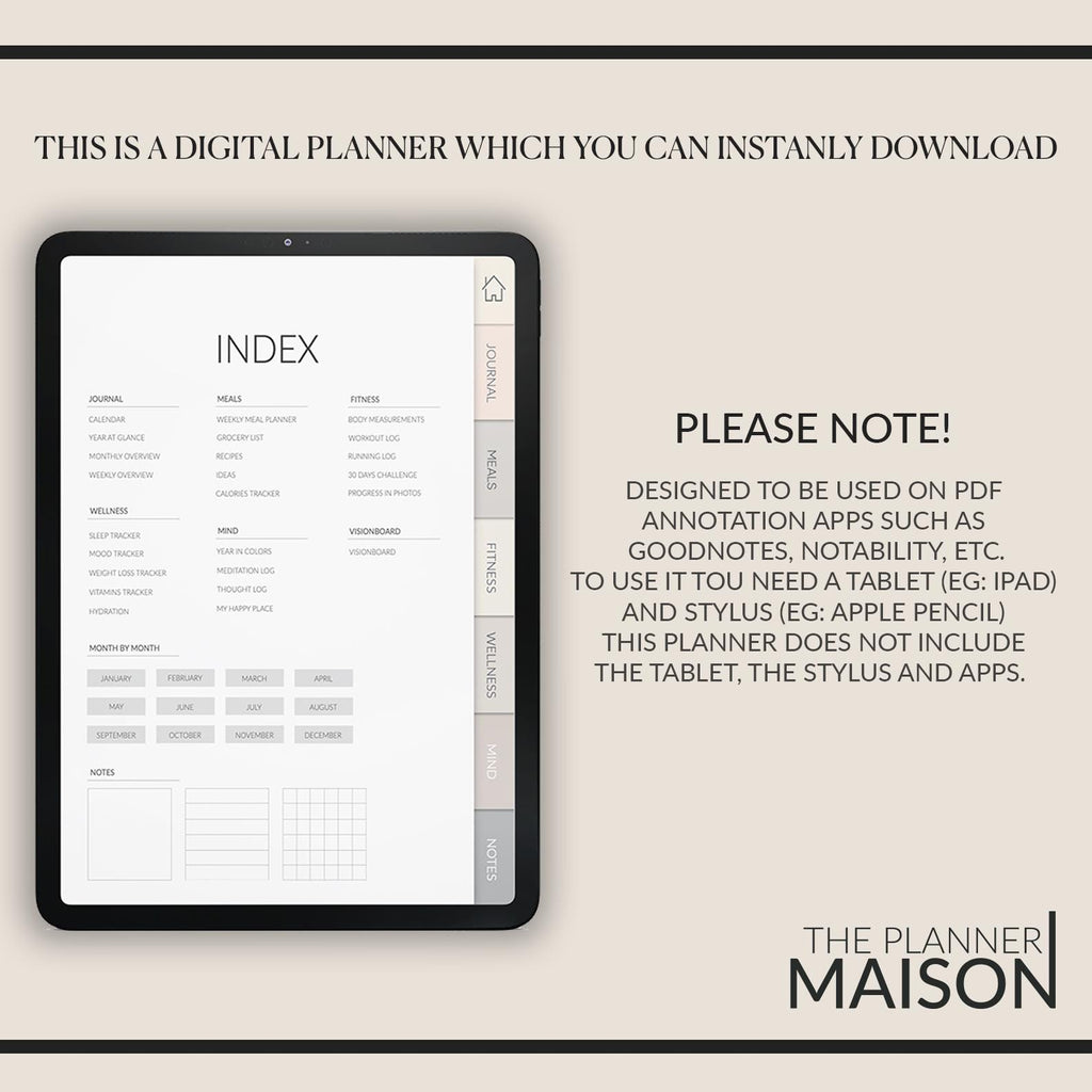 Self-Care Planner: Wellness Journal + 500 Stickers (GoodNotes Compatible)
