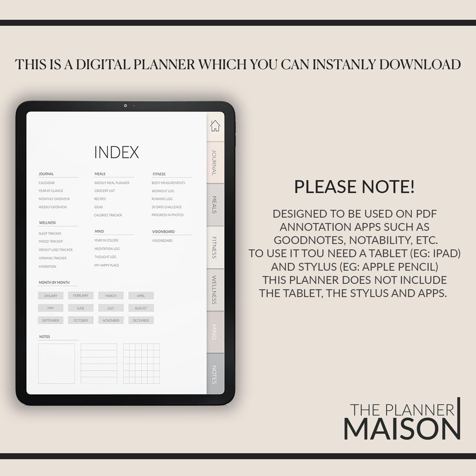 Self-Care Planner: Wellness Journal + 500 Stickers (GoodNotes Compatible)