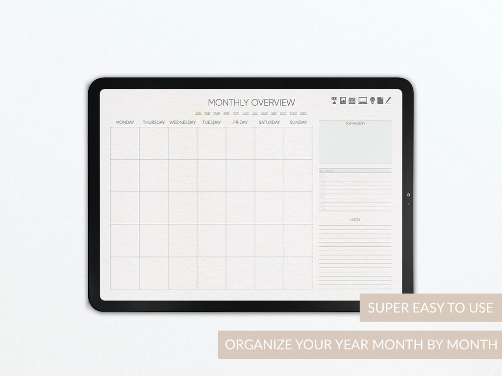 Monthly Planner | Undated Horizontal Journal