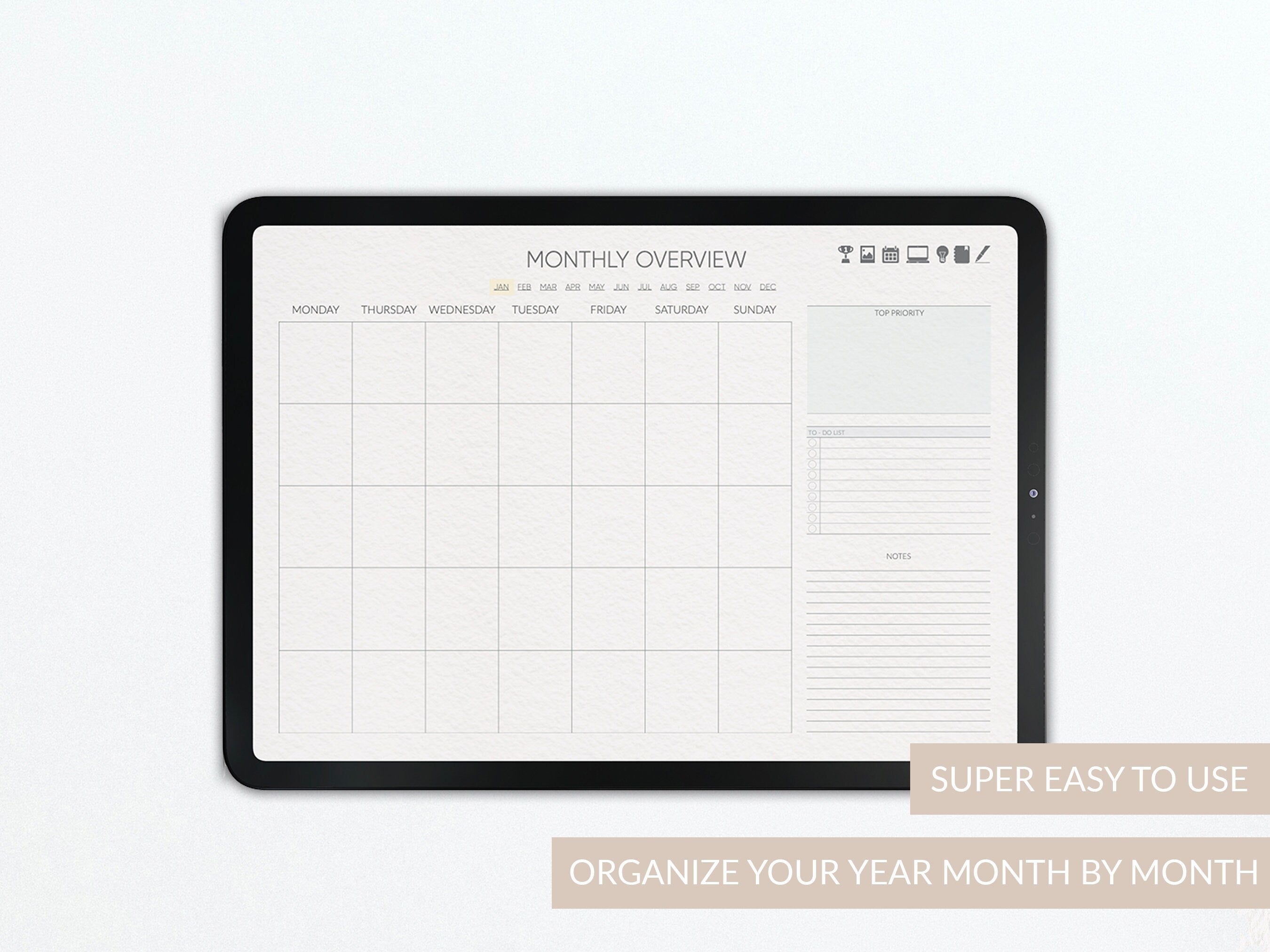 Monthly Planner | Undated Horizontal Journal