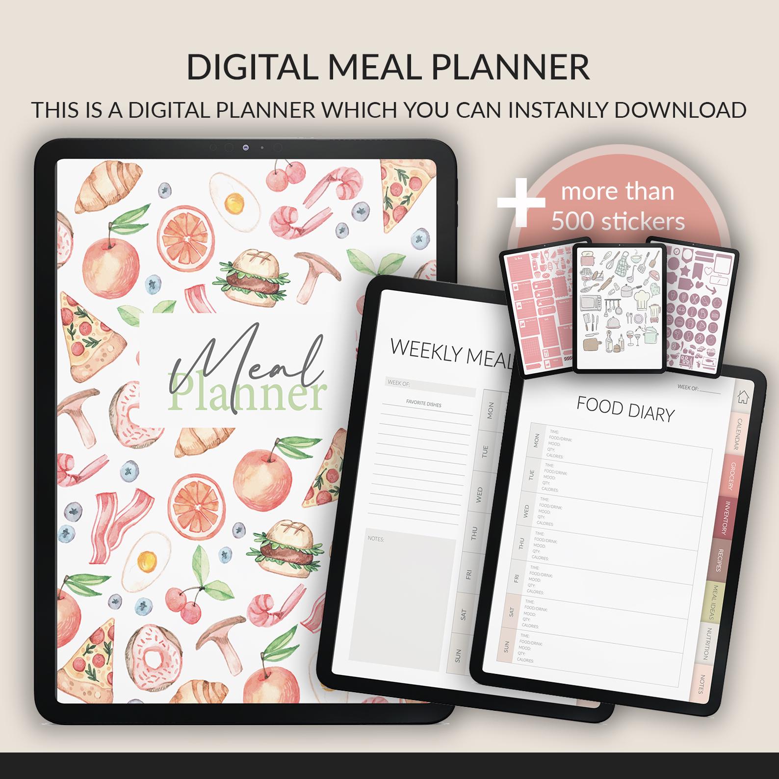 Meal Planner | Weekly Prep & Grocery List | With 500+ Stickers