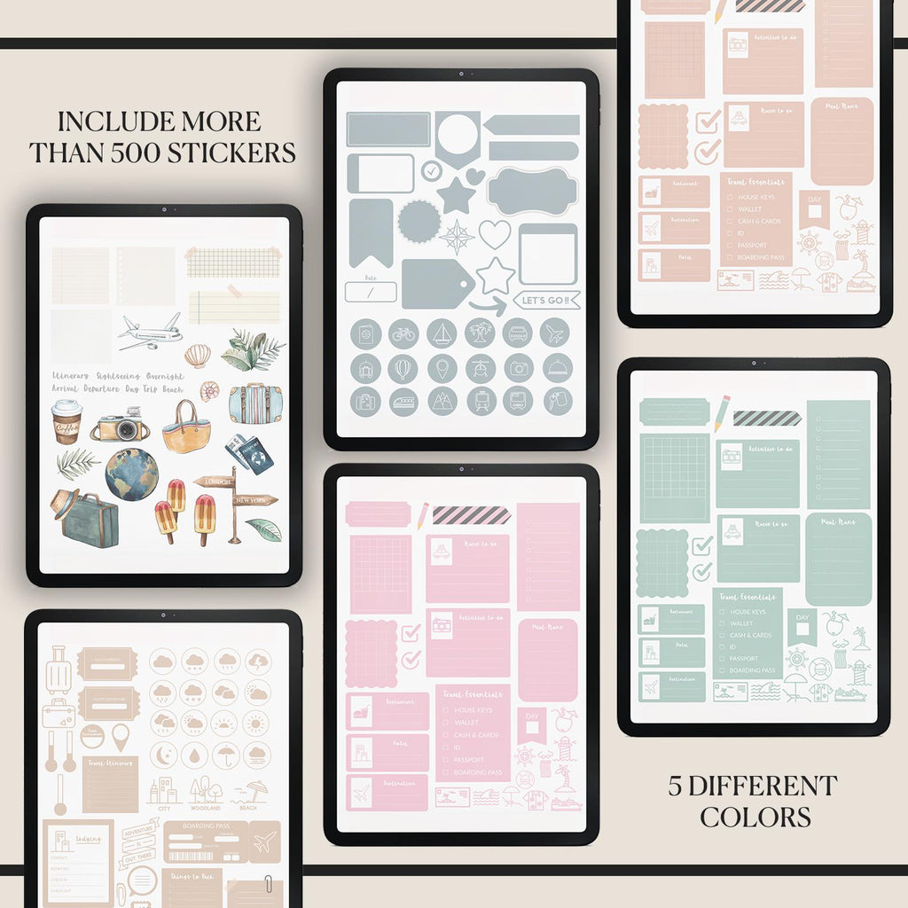Digital Travel | Travel Organizer | Vacation Itinerary | + 500 Stickers
