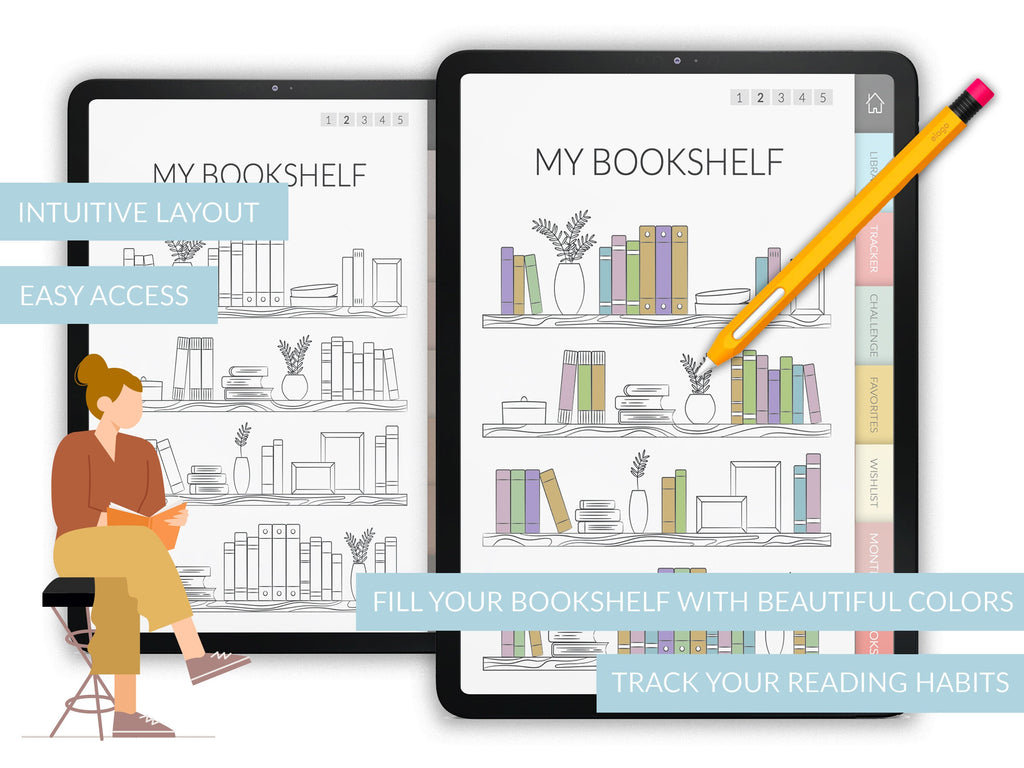 Books & Manga Journal | Reading Planner | Manga Tracker | Manga girl |  GoodNotes, Notability