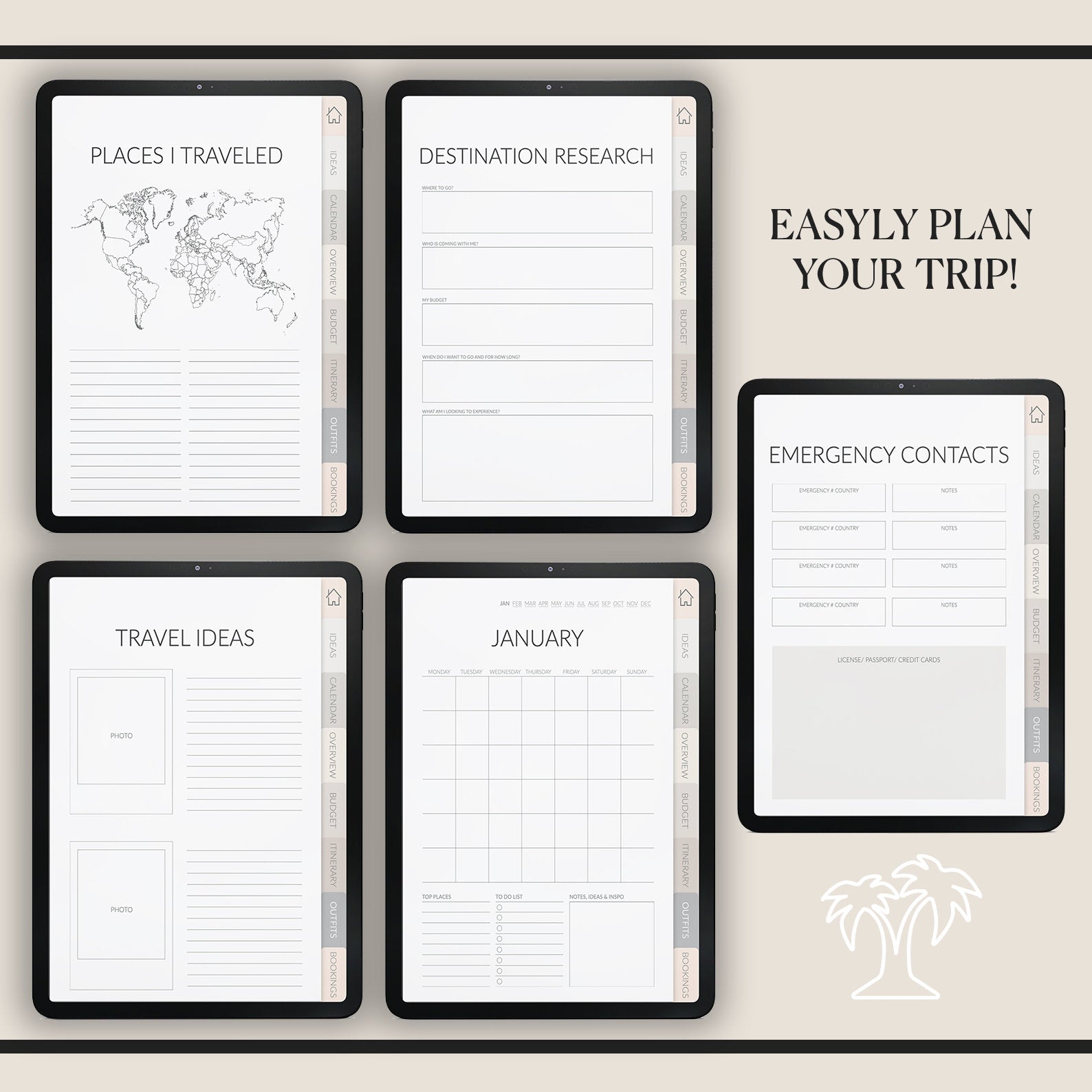 Travel Planner | Itinerary | Budget | +500 Stickers
