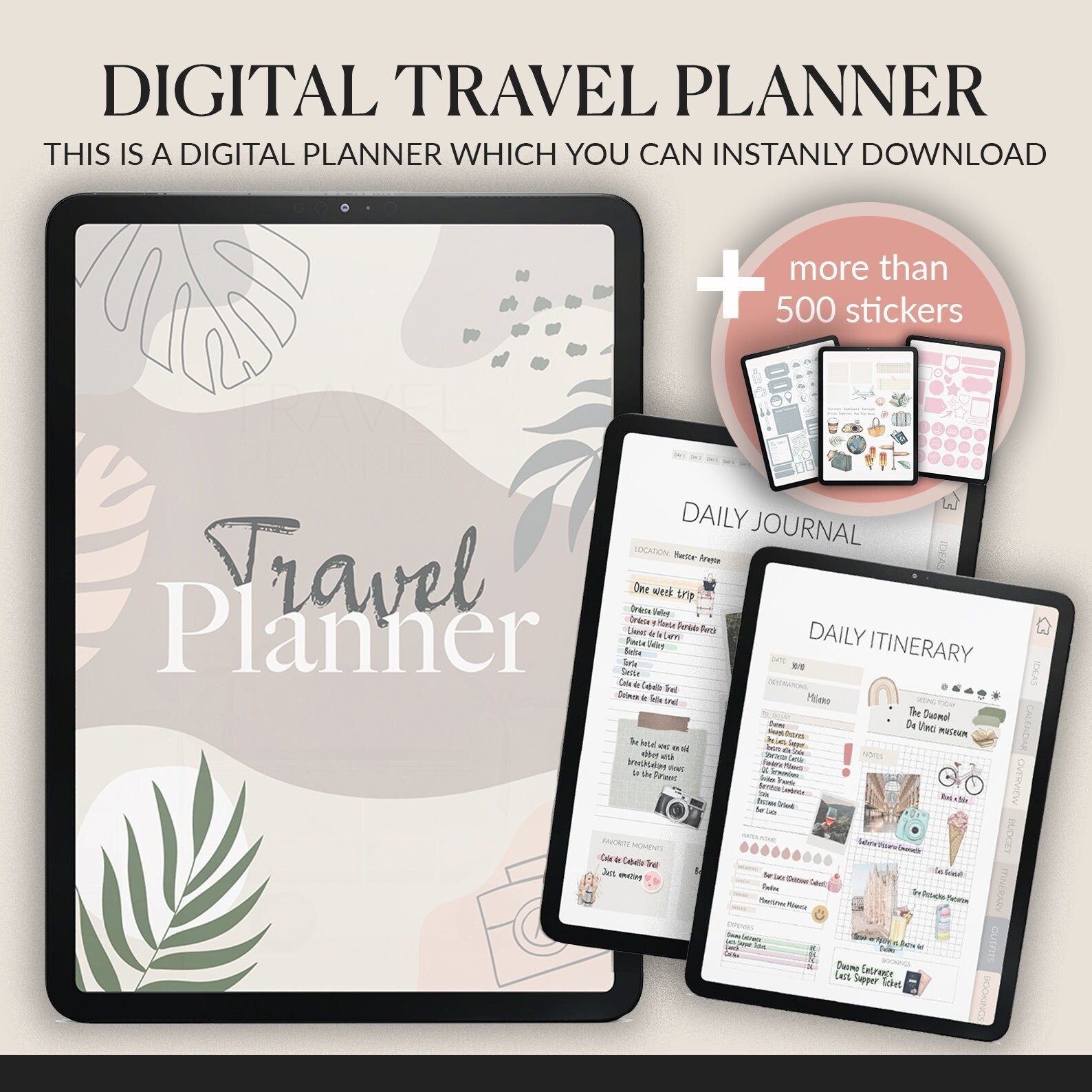 Travel Planner | Itinerary | Budget | +500 Stickers