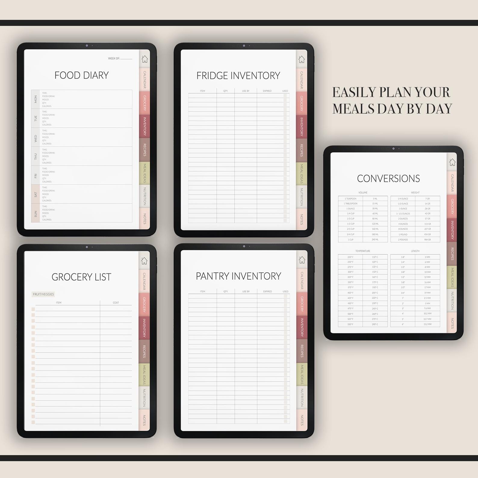 Digital Meal Planner: Weekly Prep & Grocery List (with 500+ Stickers)