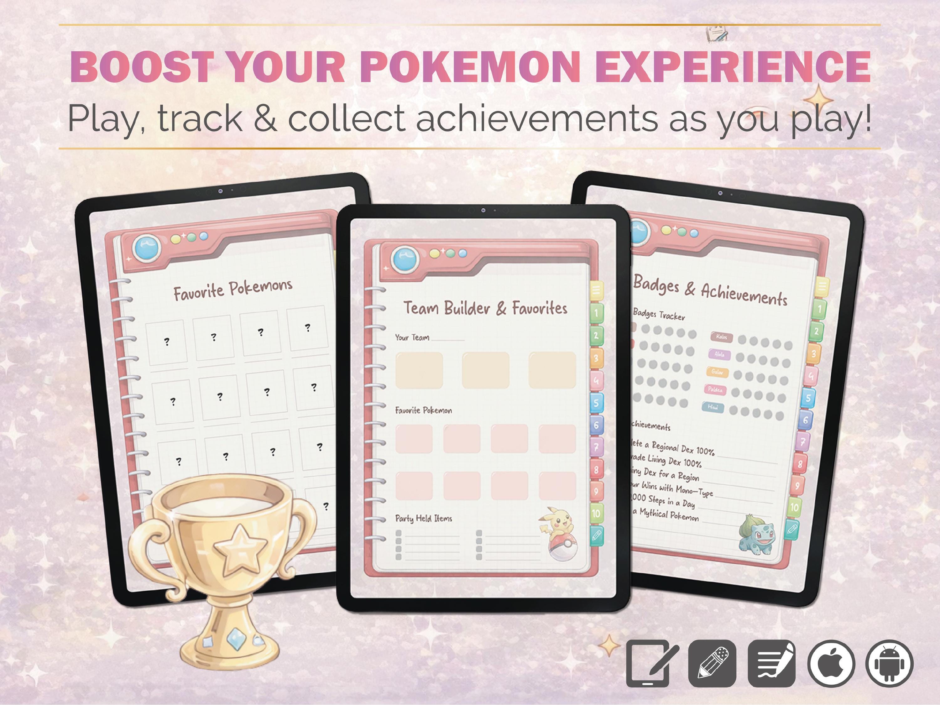 Digital Pokédex Planner | Interactive Pokémon Tracker | Hyperlinked Journal for iPad & Android