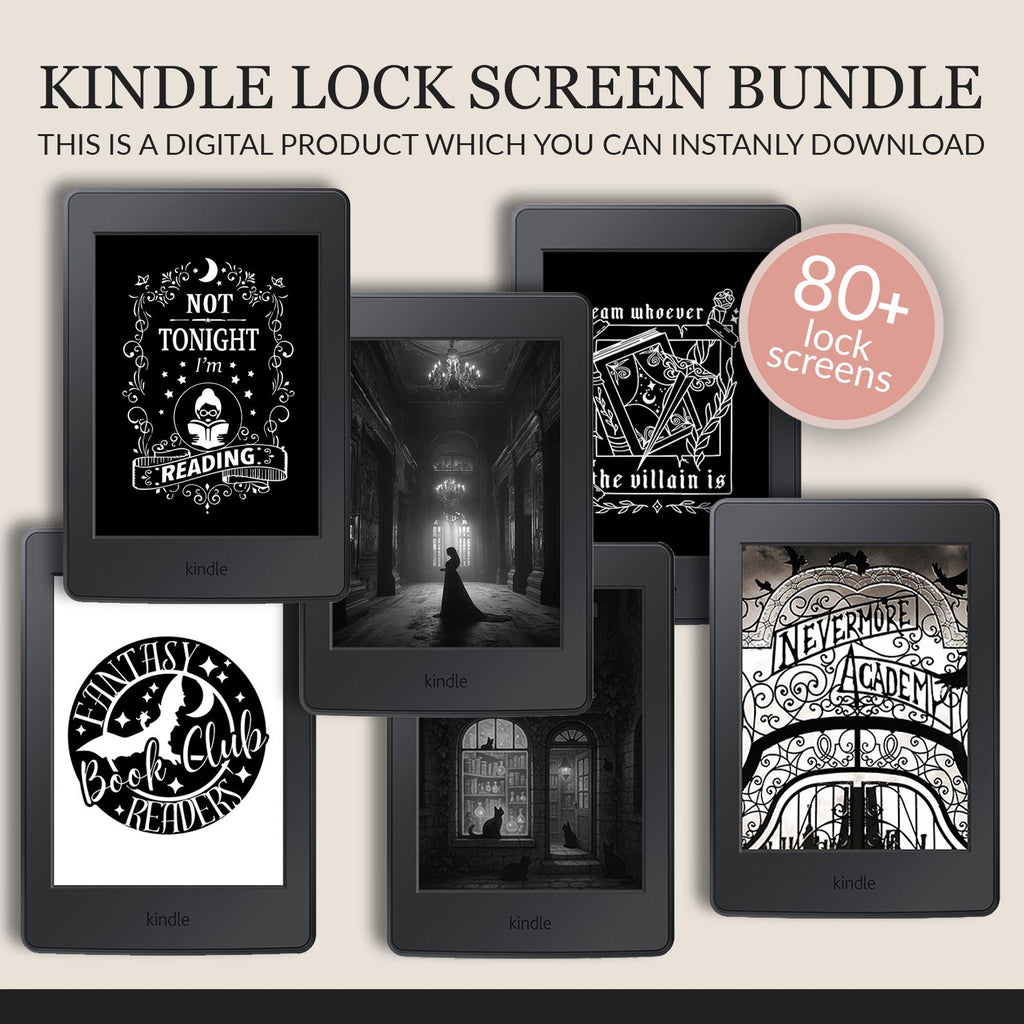 Dark Academia Kindle Lock Screen Bundle: Gothic Romantasy Wallpapers