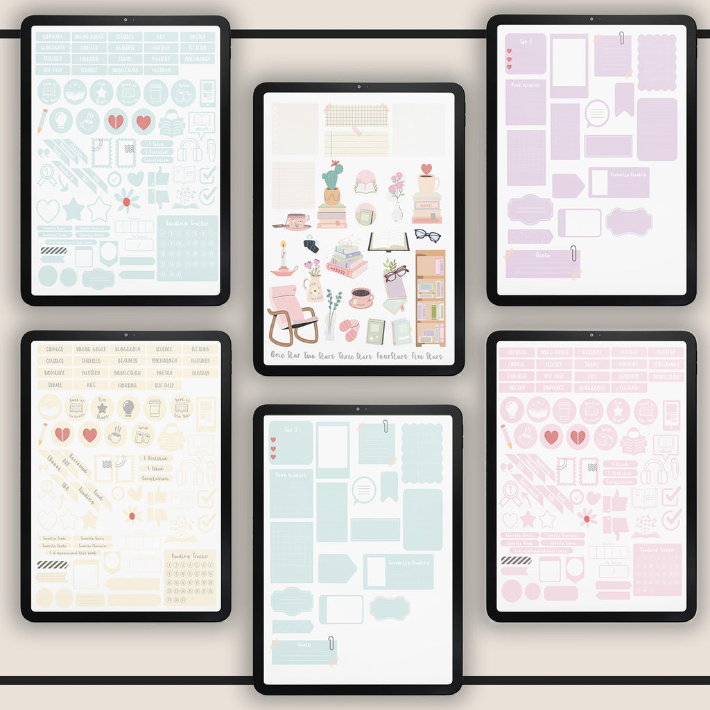 Reading Journal + Kindle Wallpaper Bundle | Book Lover's Planner | GoodNotes