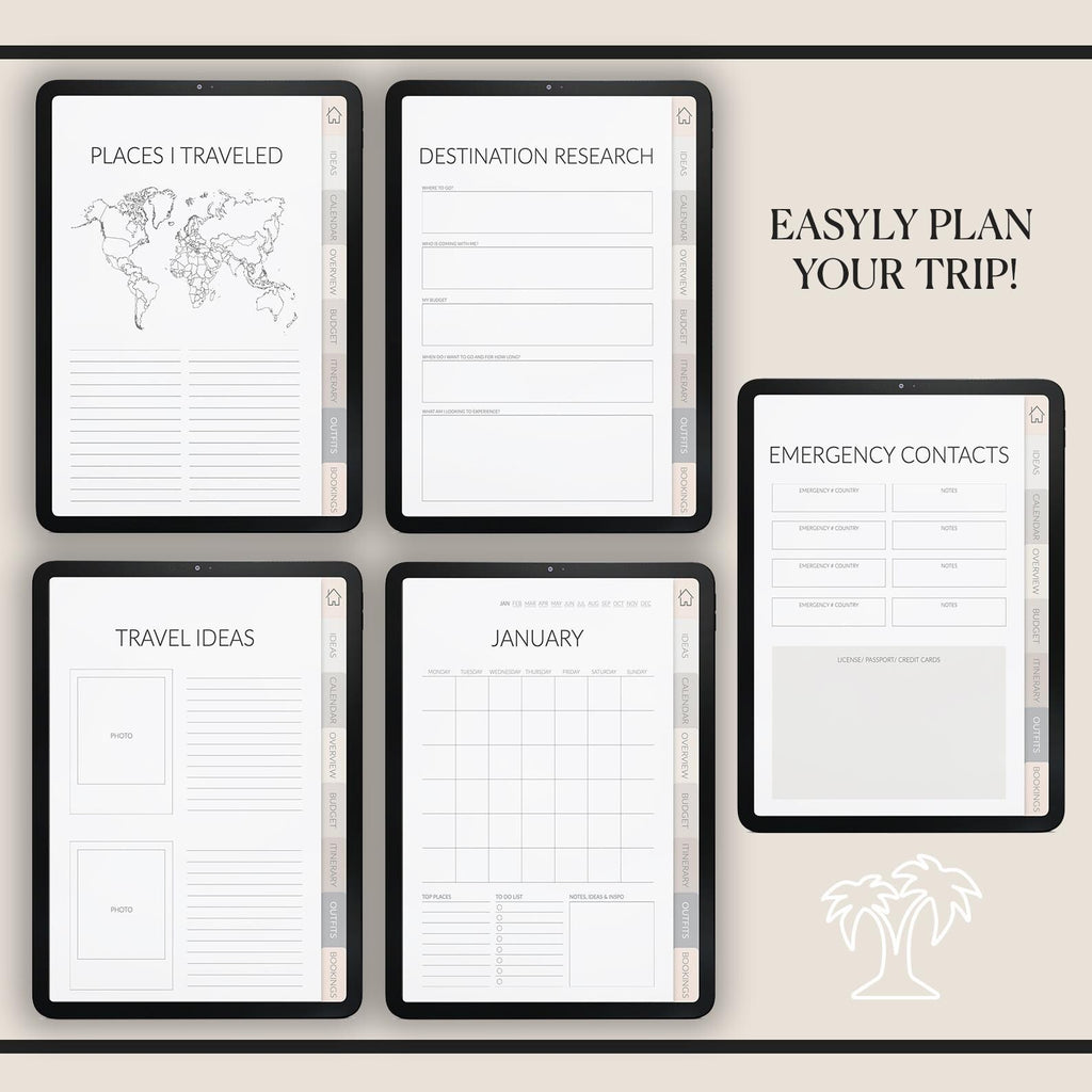 Digital Travel | Travel Organizer | Vacation Itinerary | + 500 Stickers