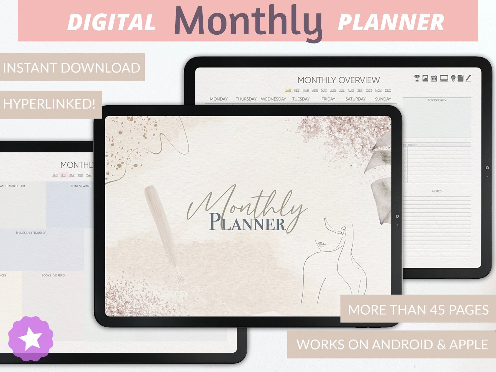 Monthly Planner | Undated Horizontal Journal