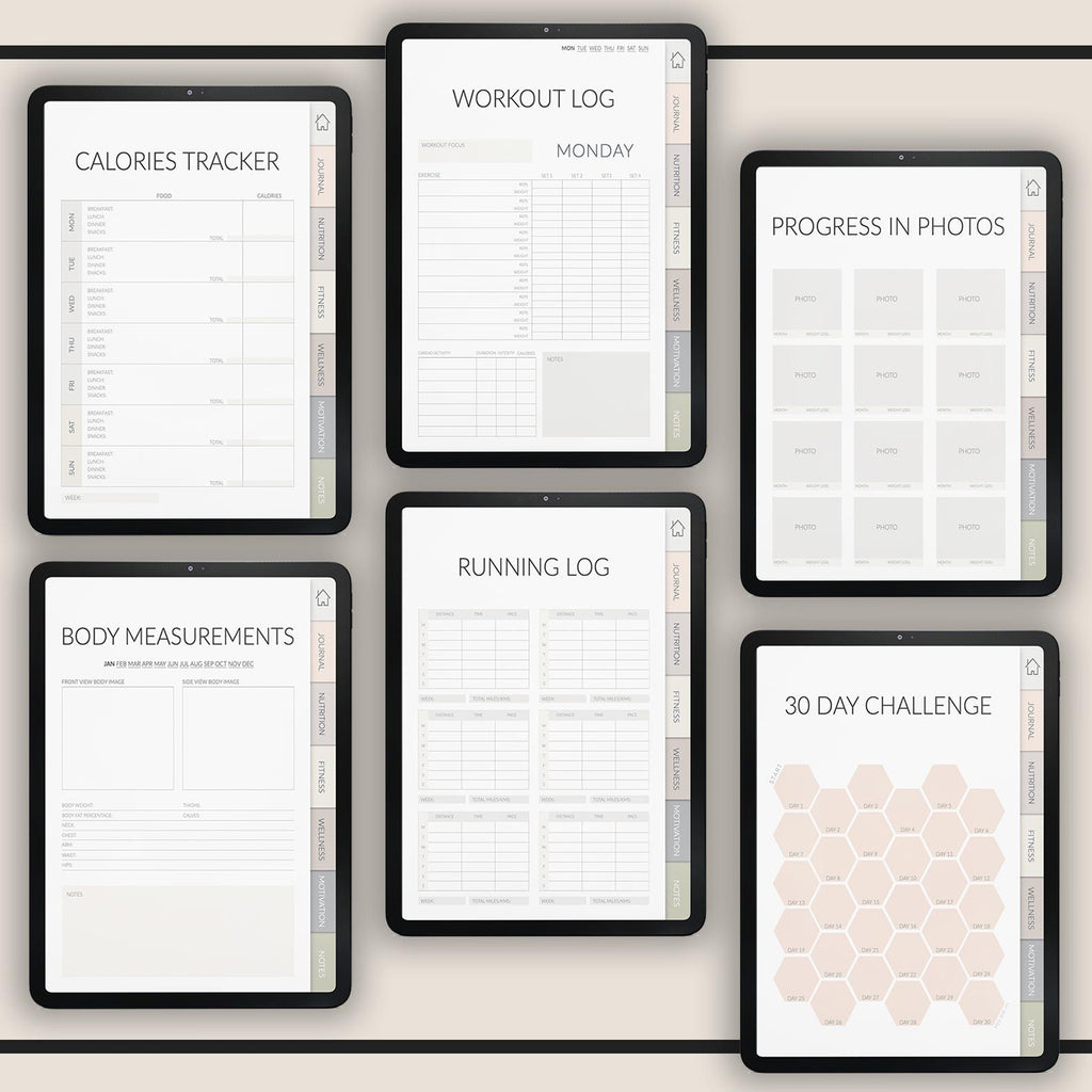 Fitness & Wellness Planner | Mood Tracker | Mindfulness Journal | Workout and Meal Organizer