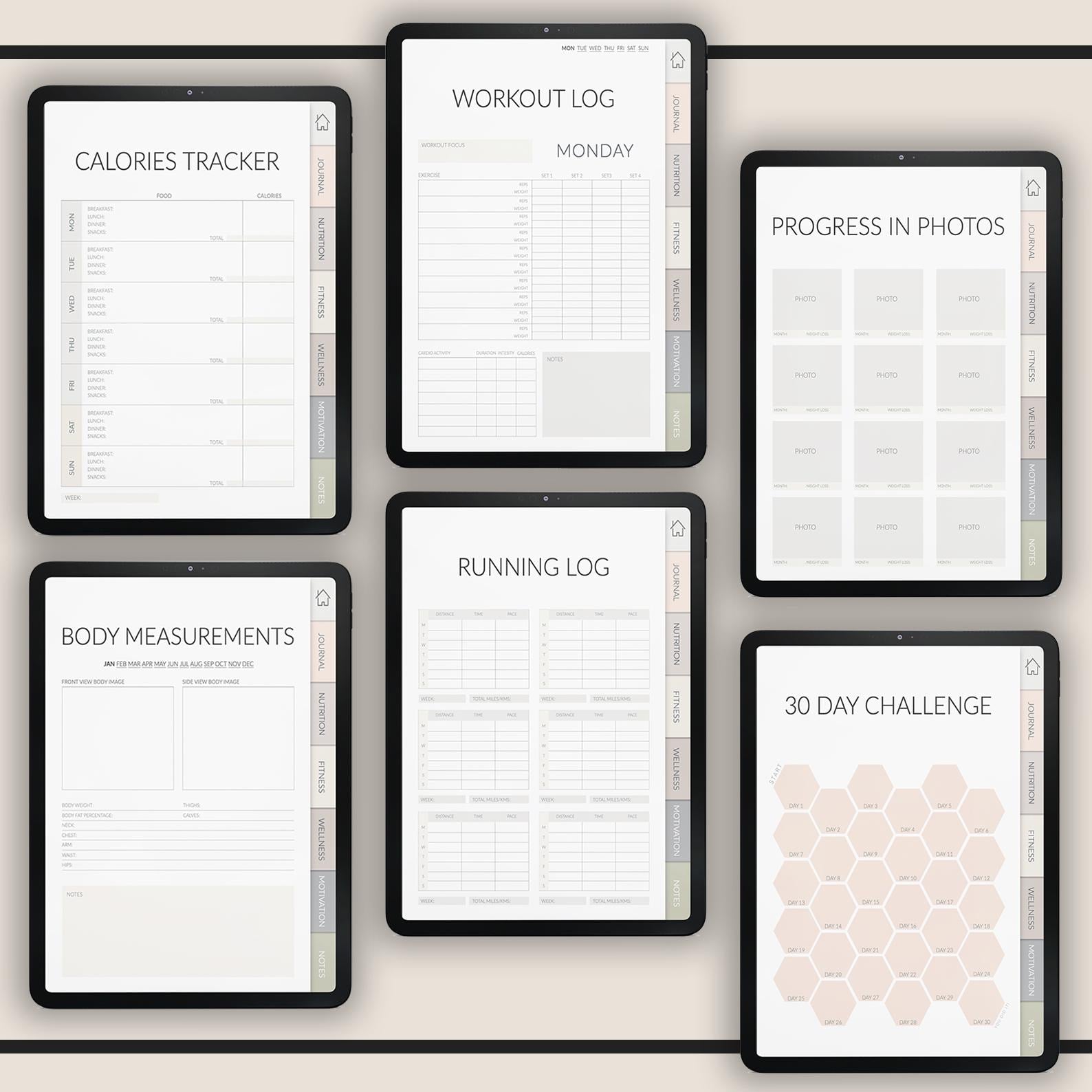 Fitness & Wellness Planner | Mood Tracker | Mindfulness Journal | Workout and Meal Organizer