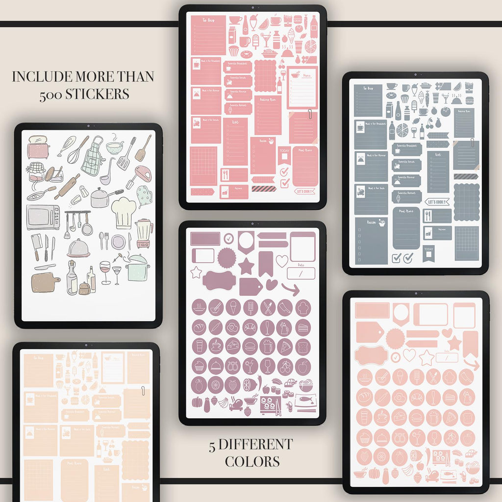 Meal Planner | Weekly Prep & Grocery List | With 500+ Stickers