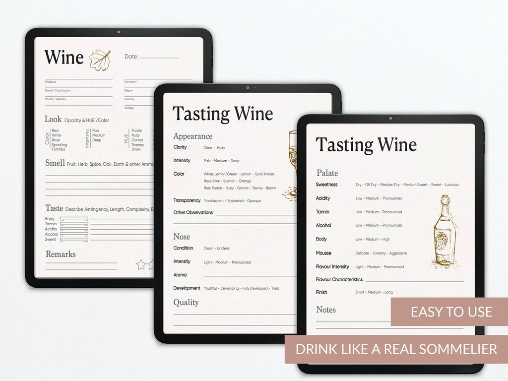 Wine Tasting Journal | Wine Log | Pairings | Foodie Lovers